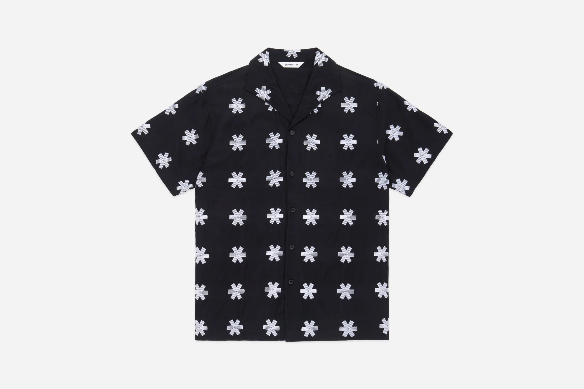 3Sixteen Leisure Shirt in Black Embroidered Tencel