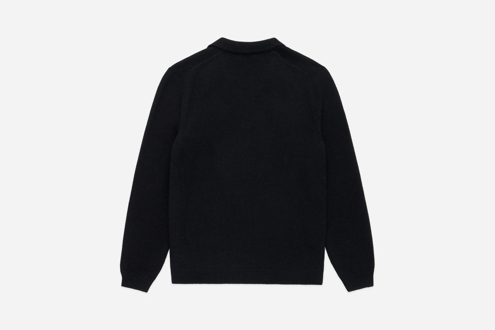 3Sixteen Long Sleeve Knit Polo in Black Alpaca