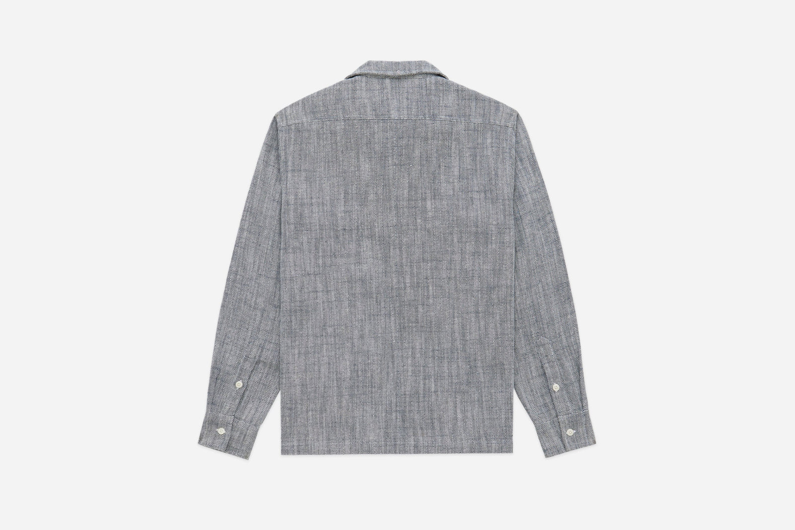 3Sixteen Camp Shirt in Black Cotton/Linen HBT