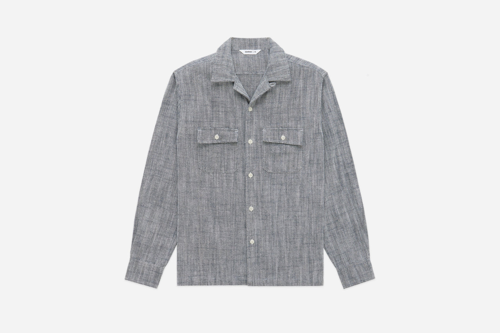 3Sixteen Camp Shirt in Black Cotton/Linen HBT
