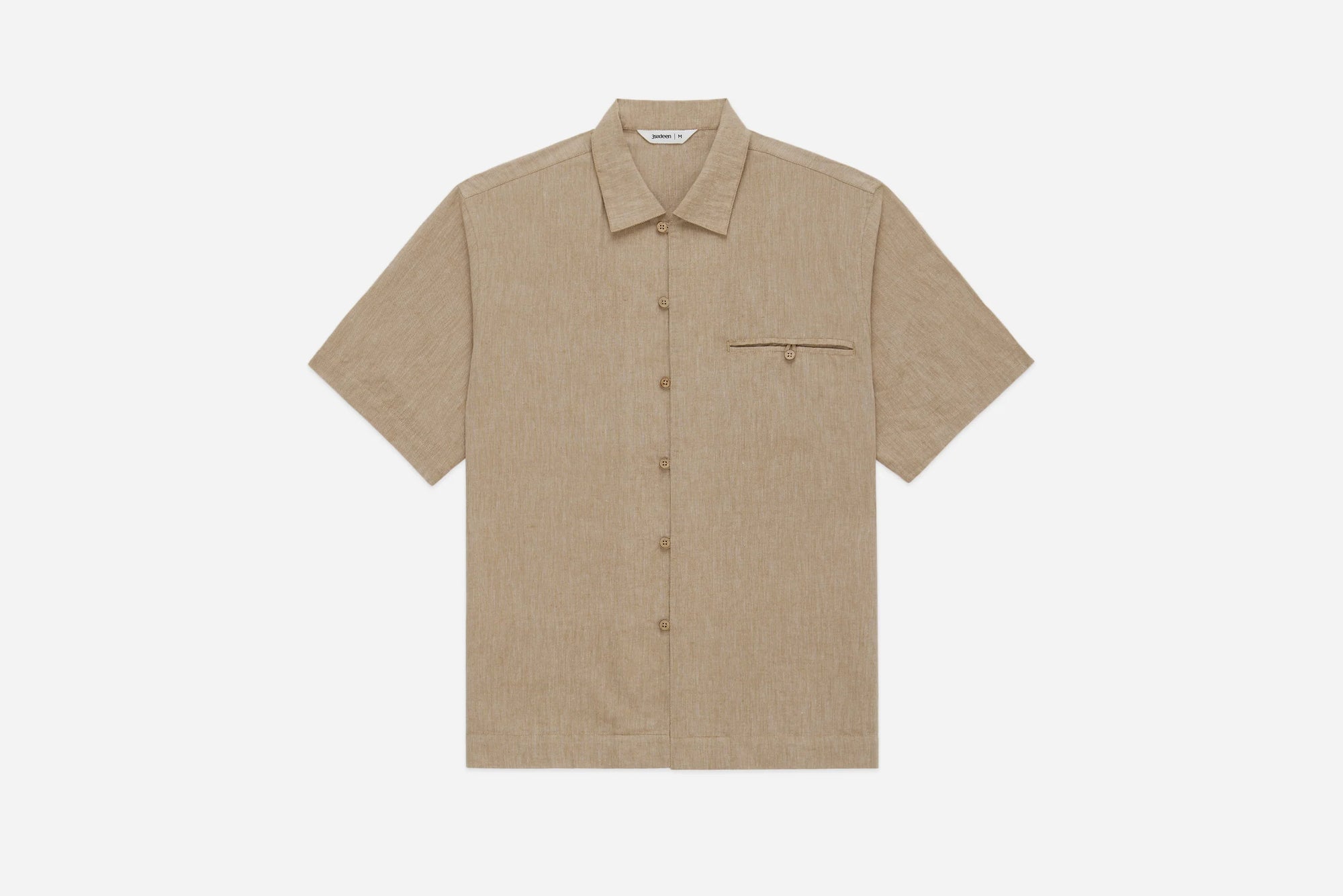 3Sixteen Short Sleeve Loop Shirt in Khaki Linen/Cotton