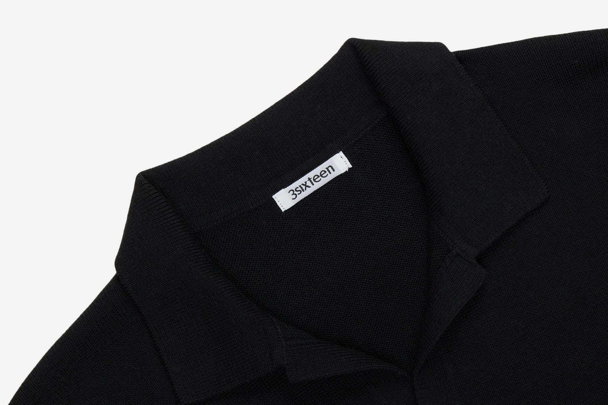 3Sixteen Knit Polo in Black Pima Cotton