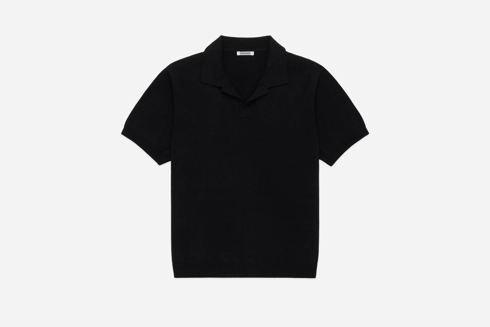 3Sixteen Knit Polo in Black Pima Cotton