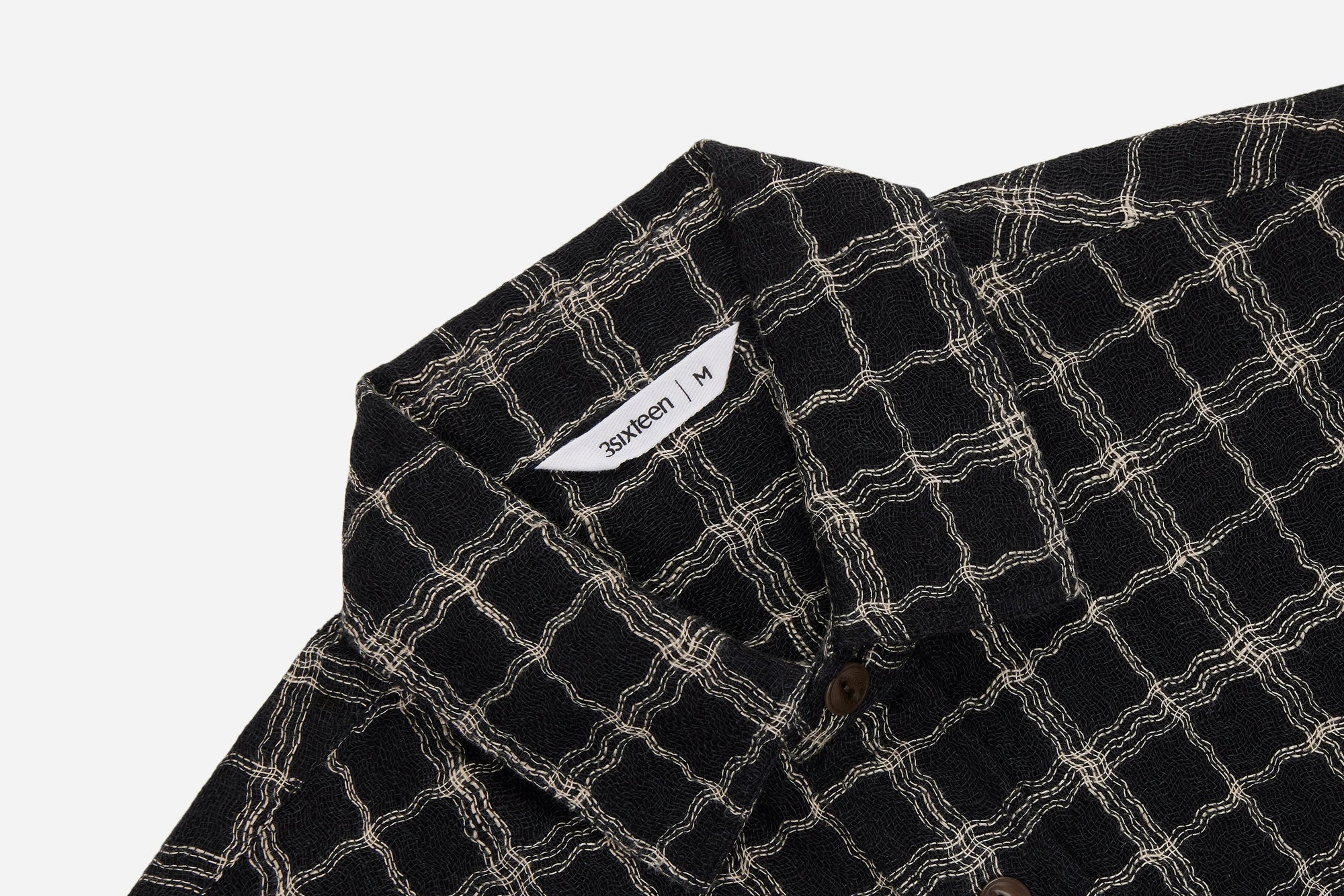 3Sixteen Utility Shirt in Black with Ecru Wavy Check