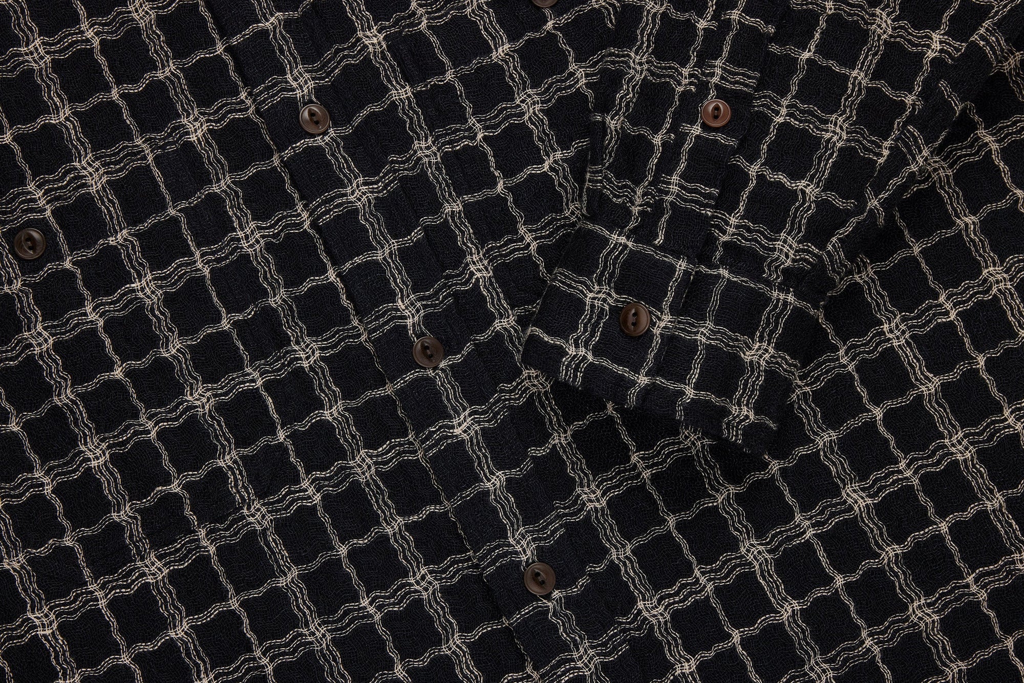 3Sixteen Utility Shirt in Black with Ecru Wavy Check