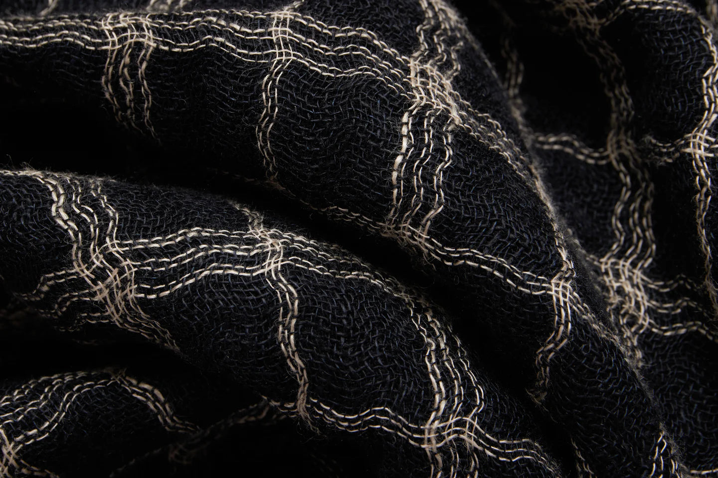 3Sixteen Utility Shirt in Black with Ecru Wavy Check