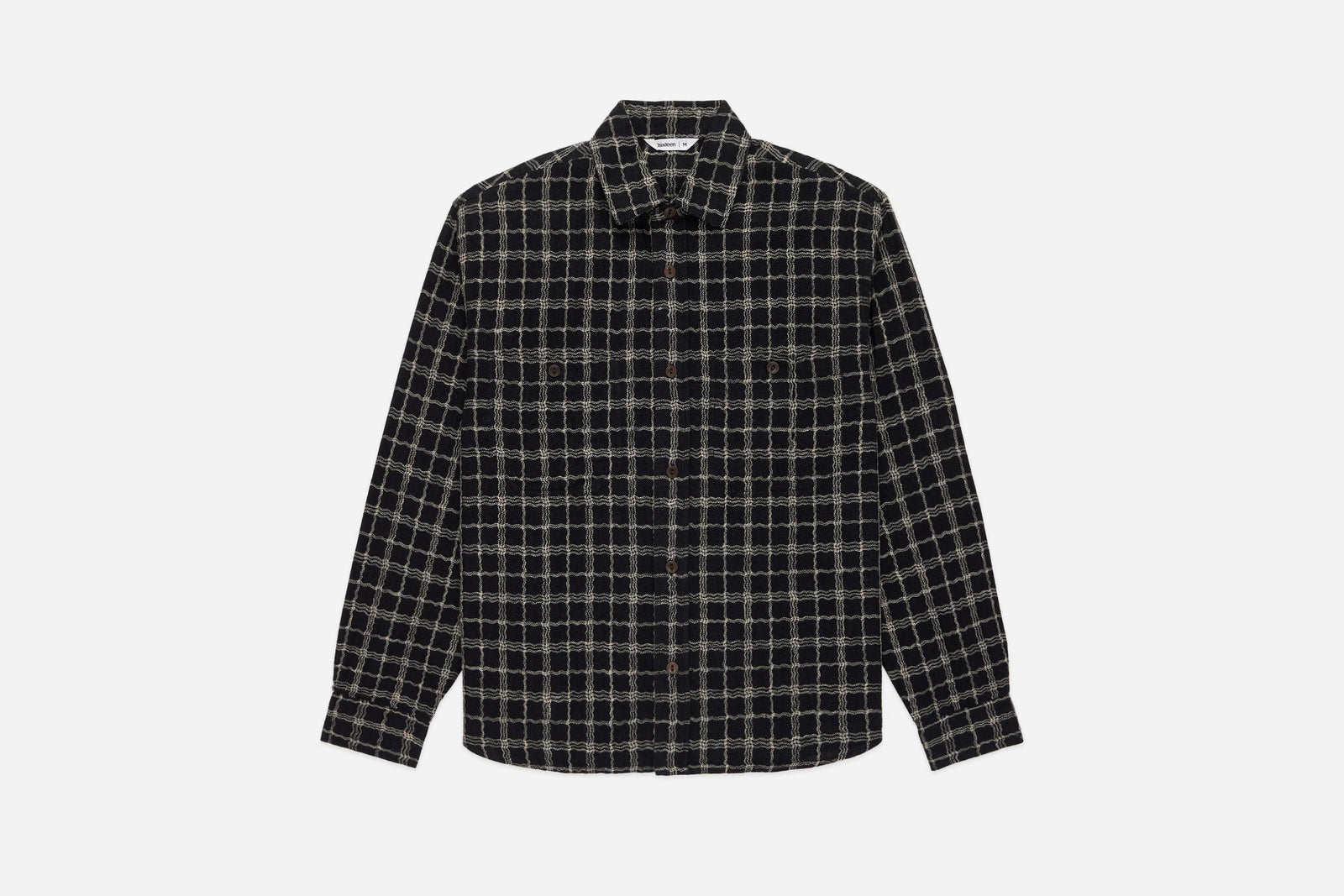 3Sixteen Utility Shirt in Black with Ecru Wavy Check