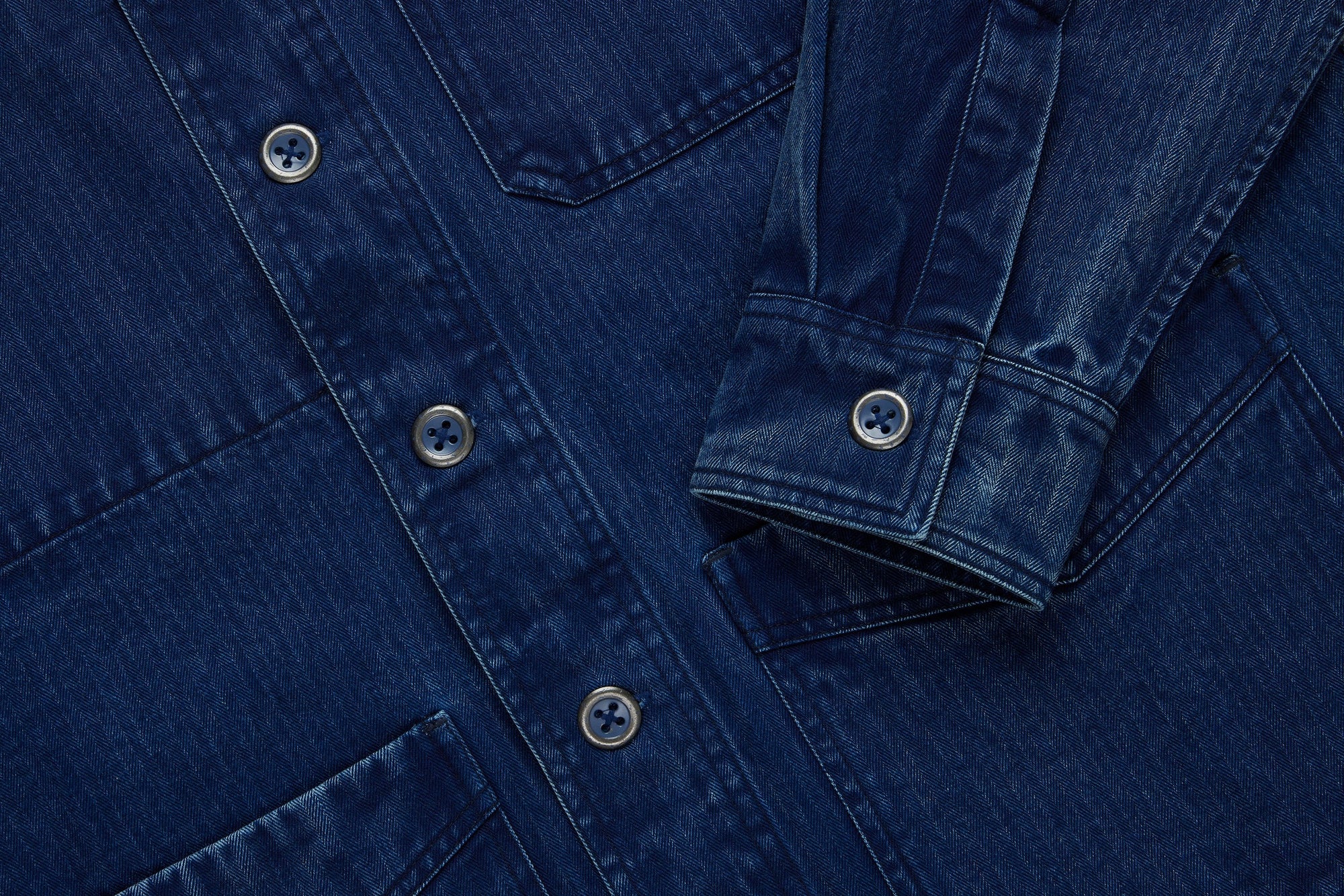 3Sixteen French Work Jacket in Indigo HBT