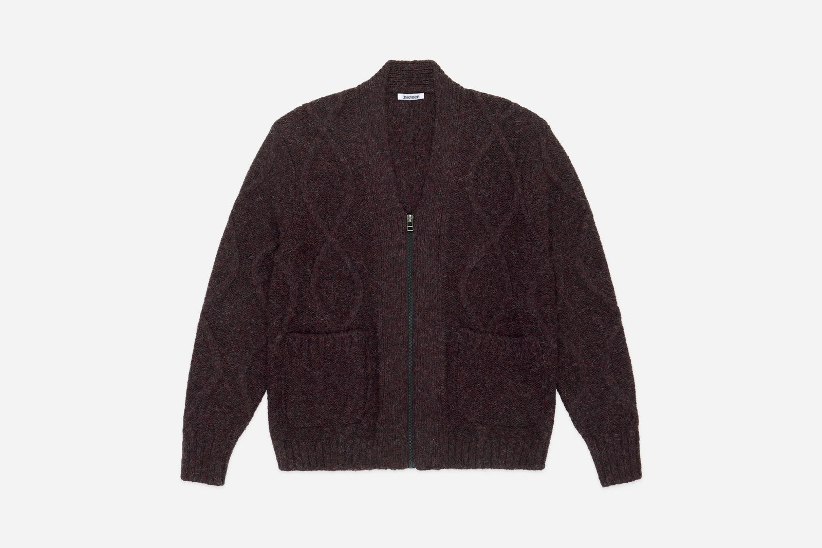 3Sixteen Alpaca Liner Cardigan in Bordeaux