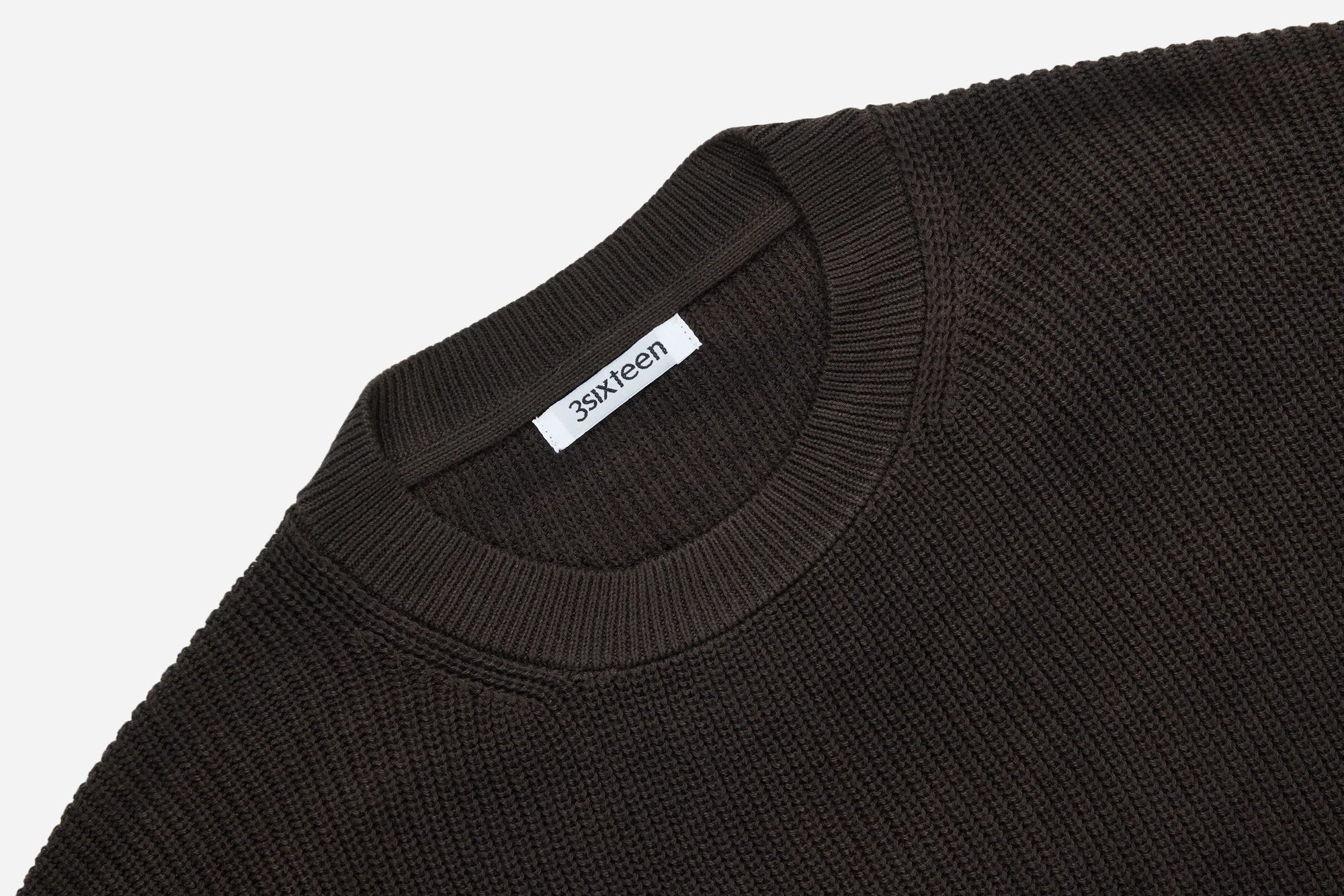3Sixteen Garment Dyed Knit Long Sleeve Sweater in Brown