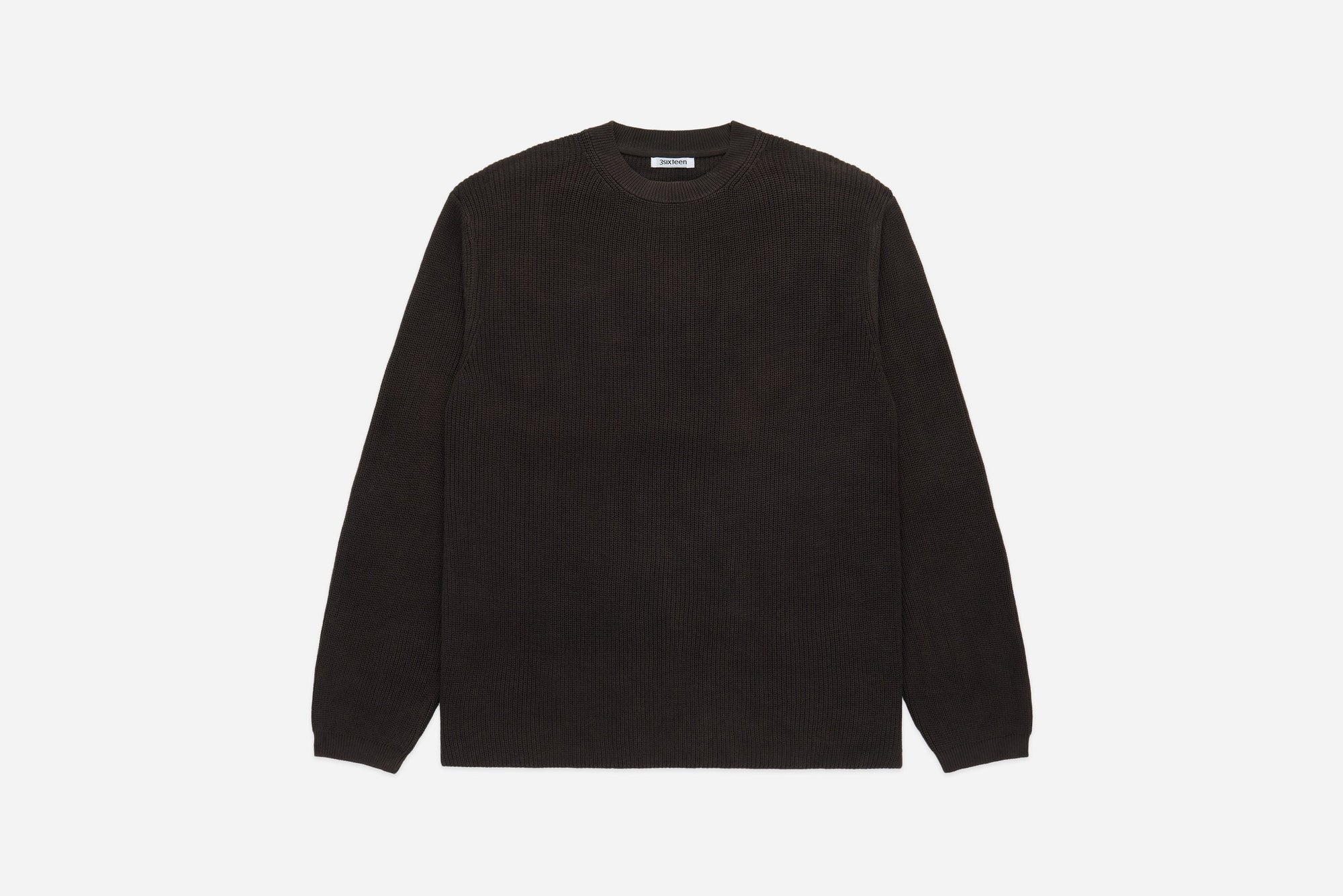 3Sixteen Garment Dyed Knit Long Sleeve Sweater in Brown