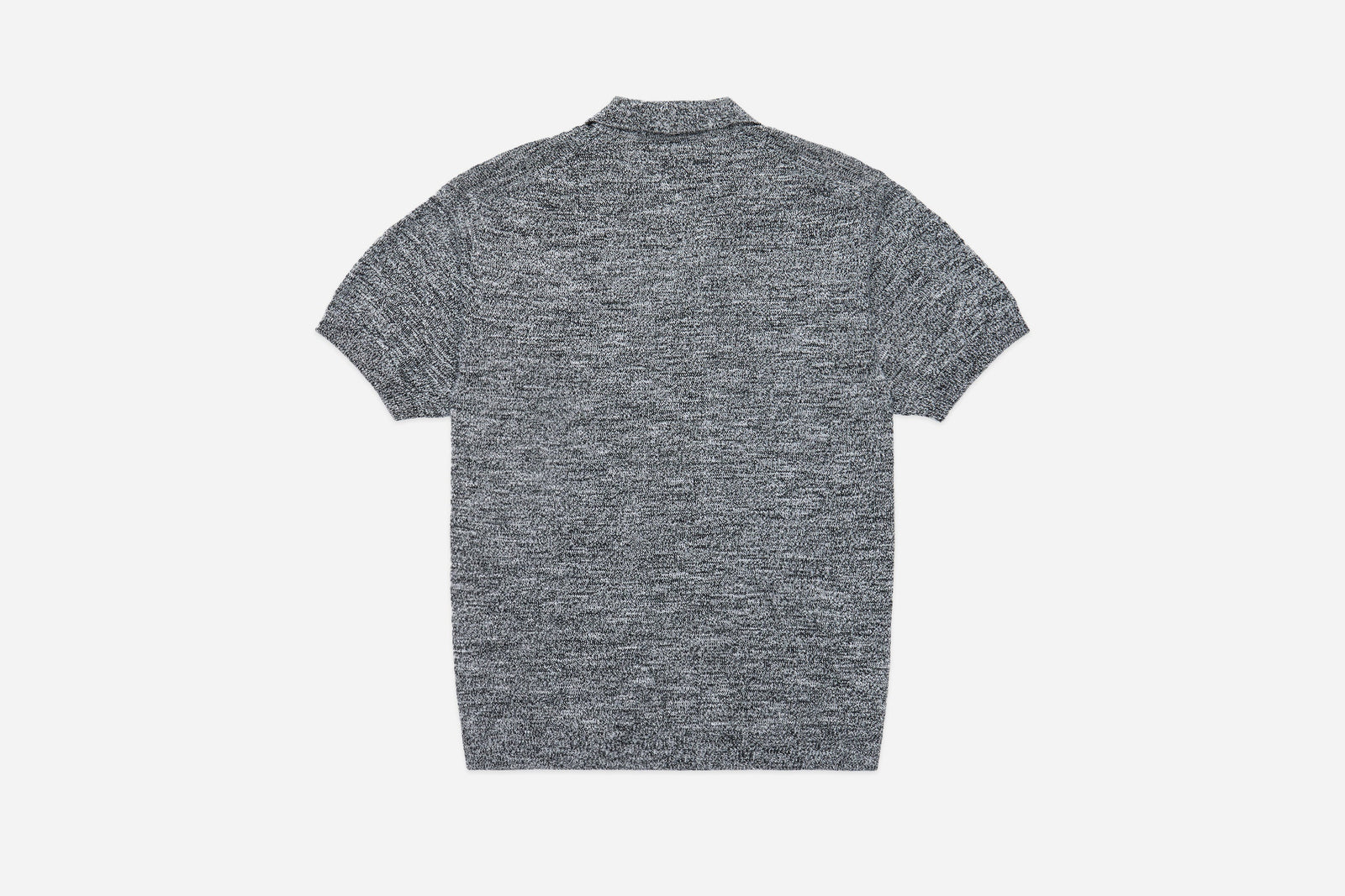 3Sixteen Knit Polo in Black Marled Yarn
