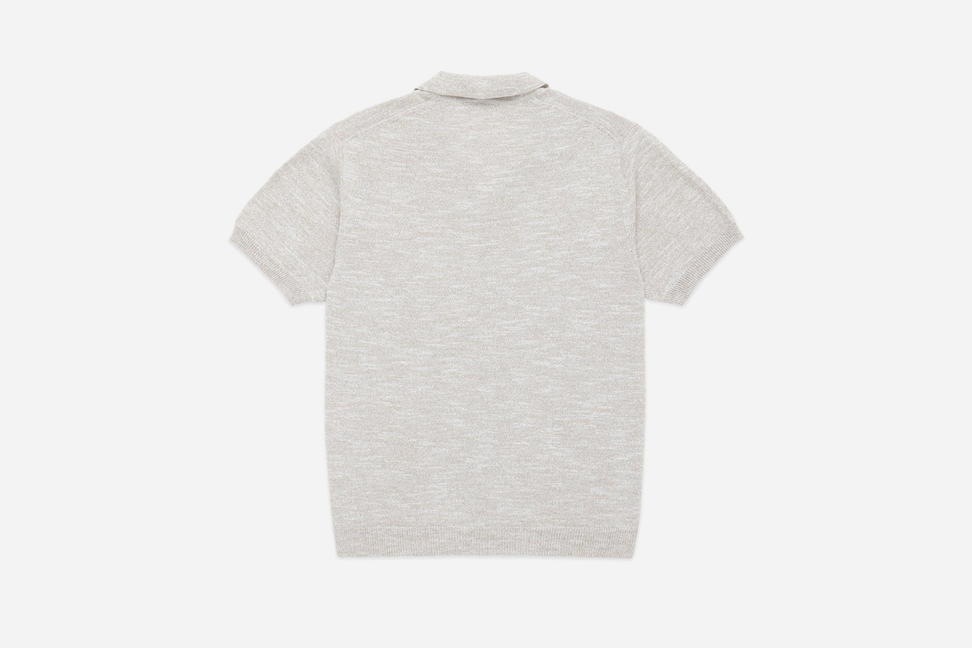 3Sixteen Knit Polo in Natural Marled Yarn