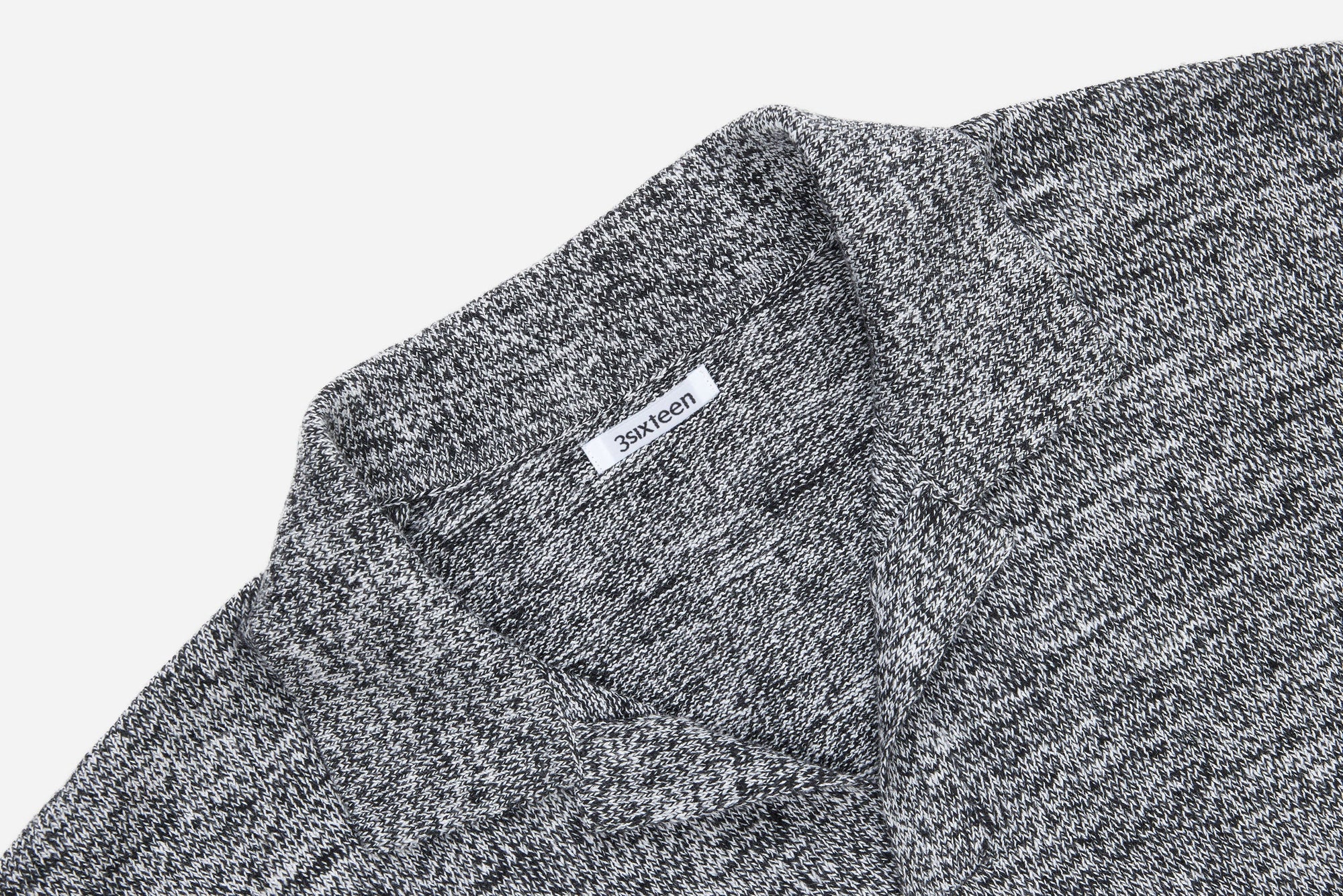 3Sixteen Knit Polo in Black Marled Yarn