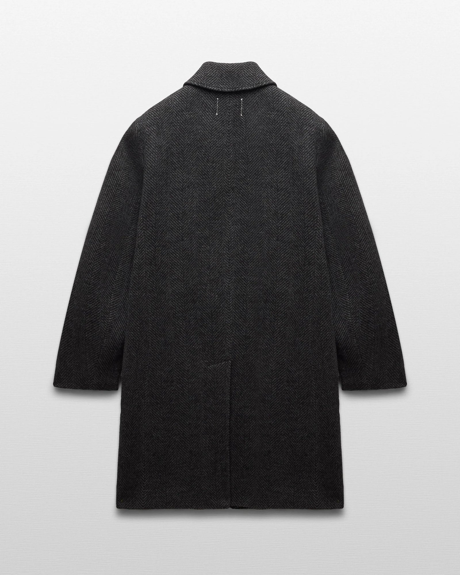 Reigning Champ Scout Coat in Black/Grey Wool Herringbone