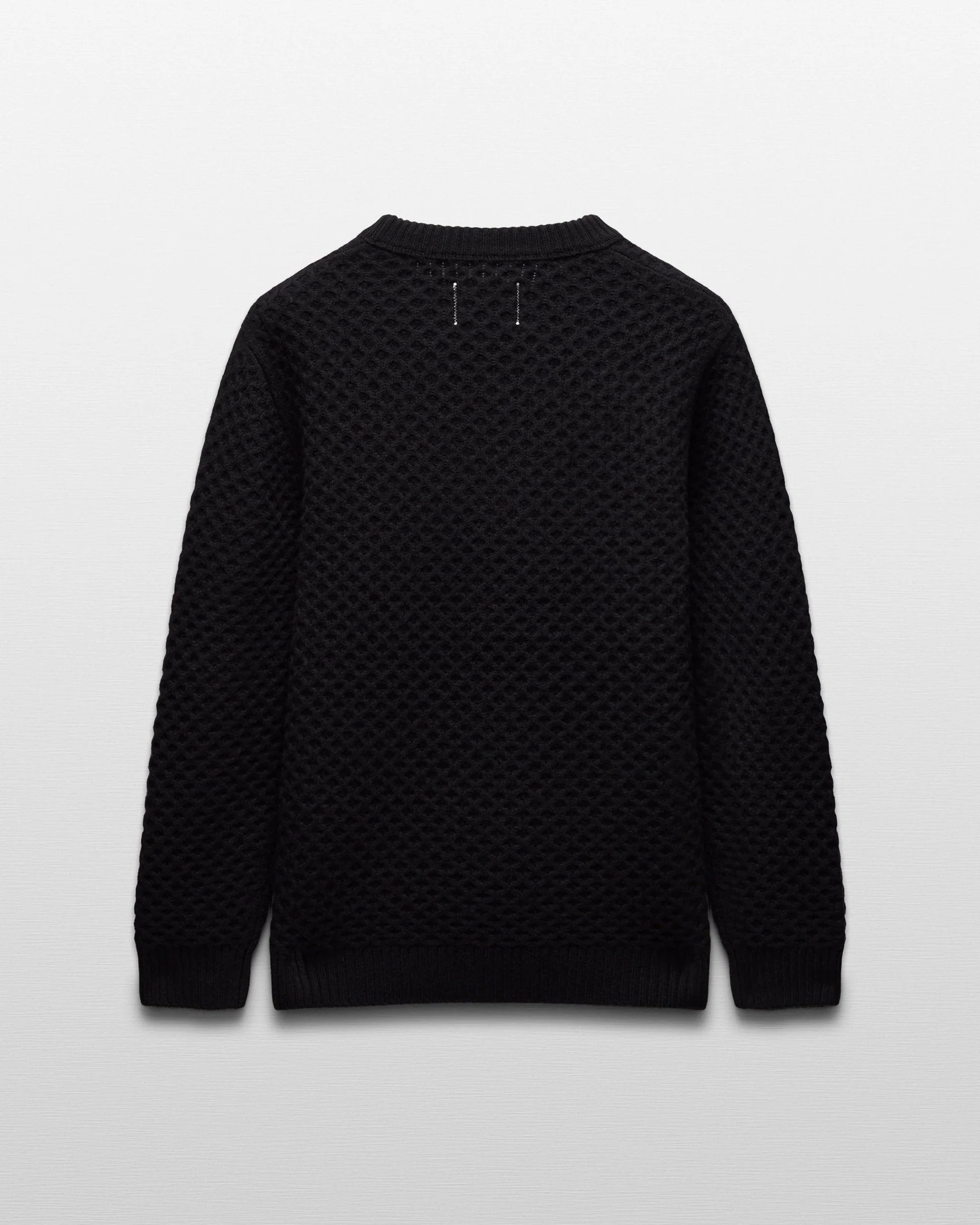 Reigning Champ Merino Honeycomb Crewneck in Black
