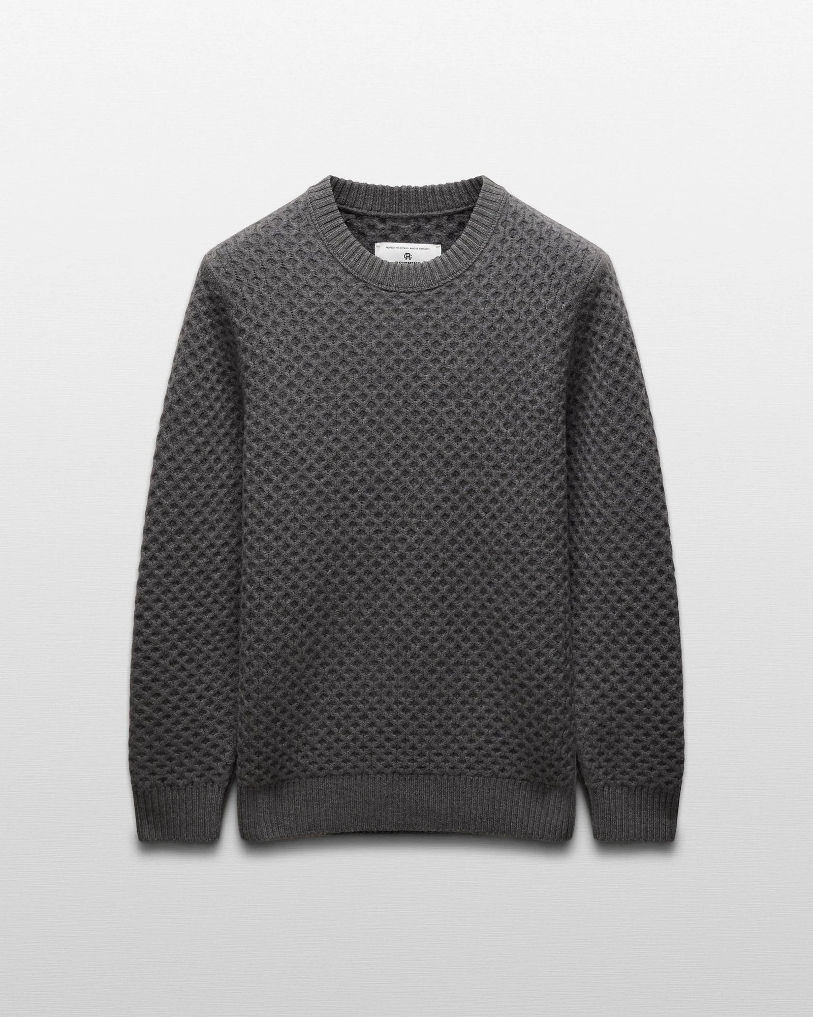 Reigning Champ Merino Honeycomb Crewneck in Heather Carbon