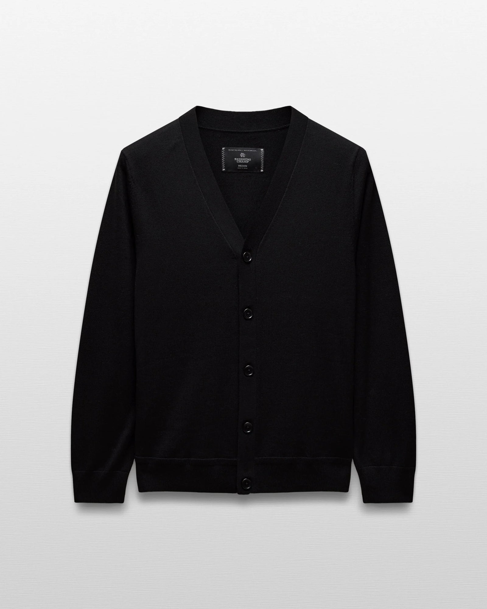 Reigning Champ Lightweight Merino Harry Cardigan in Black
