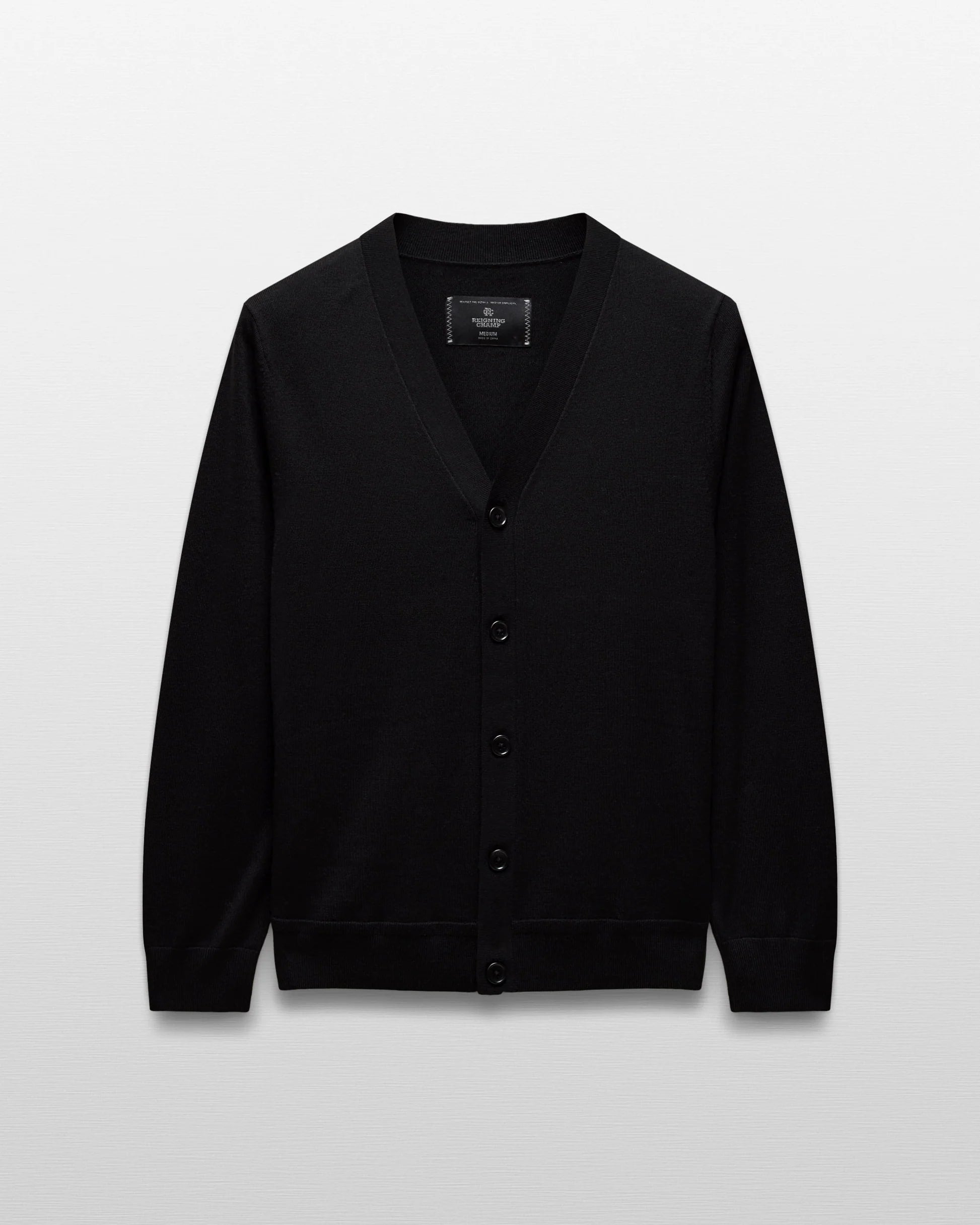 Reigning Champ Lightweight Merino Harry Cardigan in Black