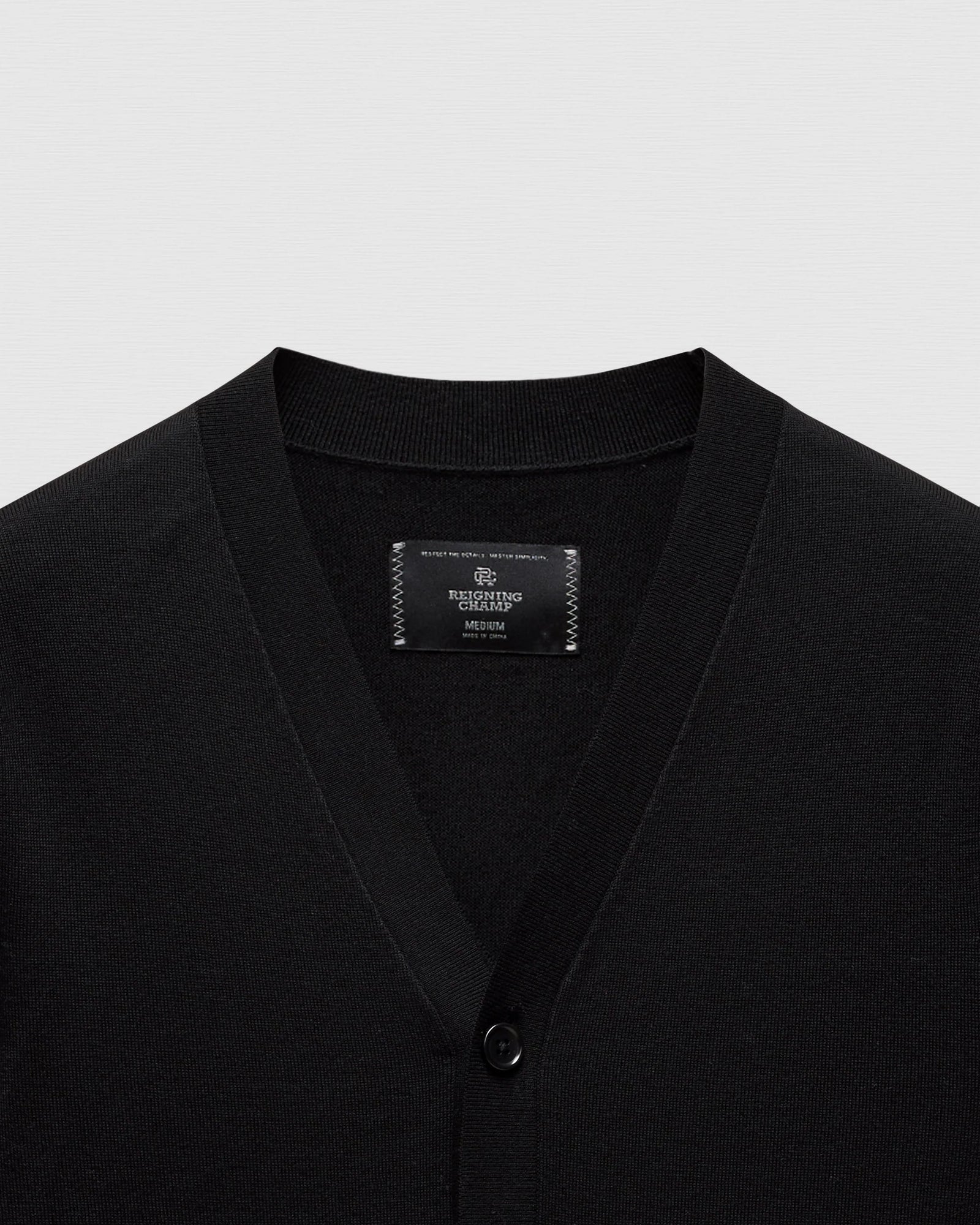Reigning Champ Lightweight Merino Harry Cardigan in Black