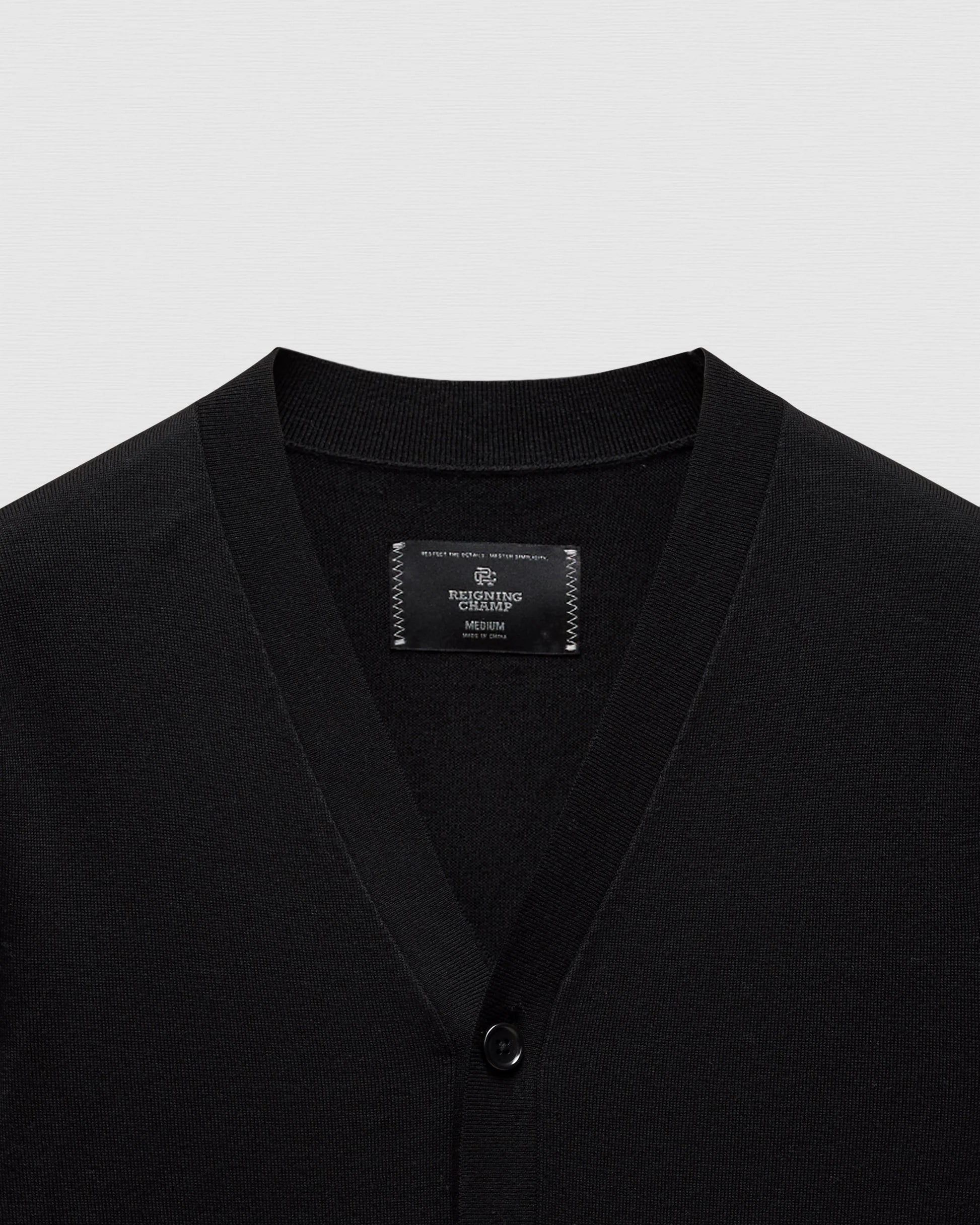 Reigning Champ Lightweight Merino Harry Cardigan in Black