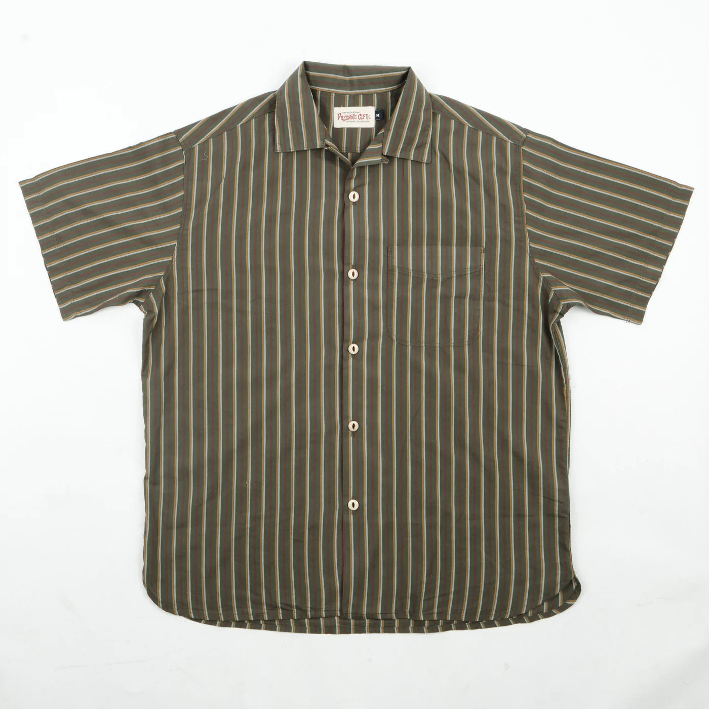 Freenote Cloth Hawaiian in Olive Stripe