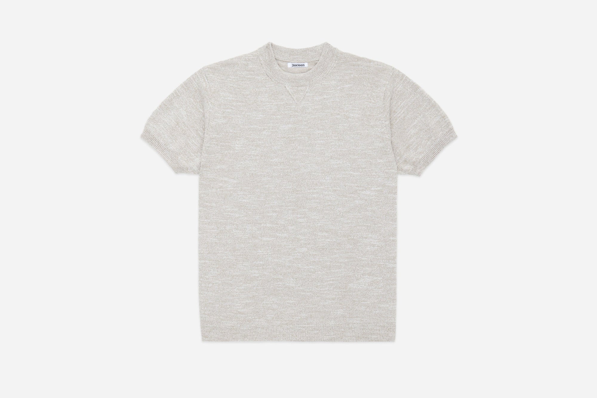 3Sixteen Knit T-shirt in Natural Marled Yarn