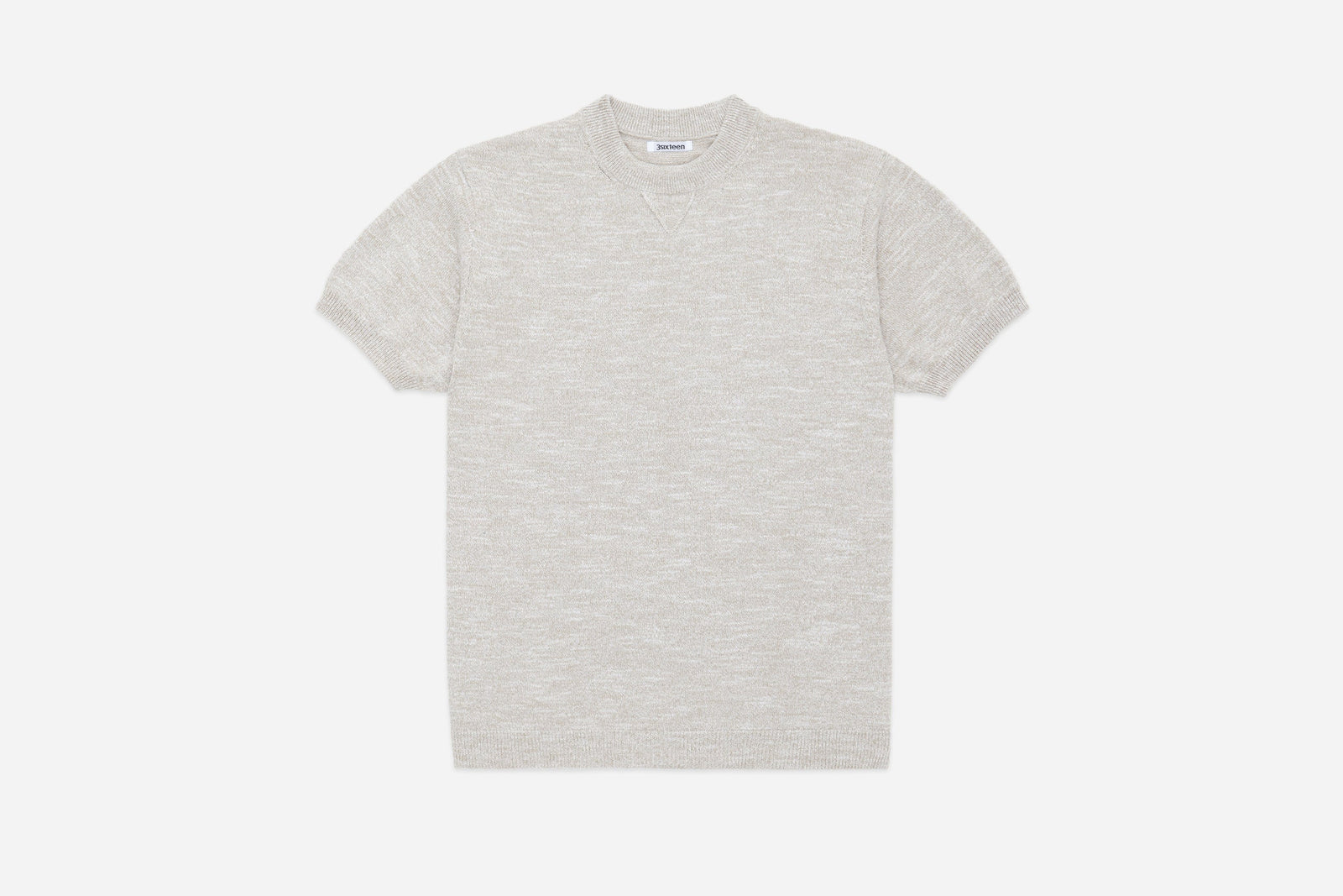 3Sixteen Knit T-shirt in Natural Marled Yarn