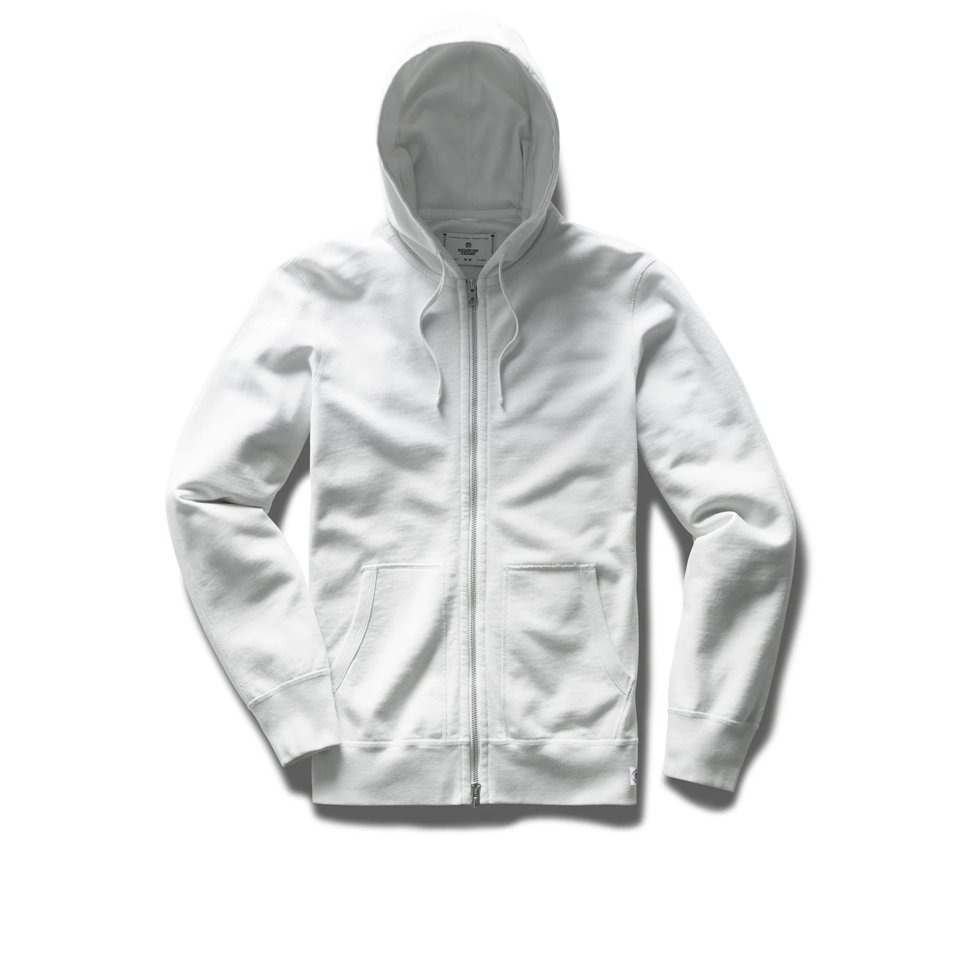 Reigning Champ Lightweight Terry Full Zip Hoodie in White