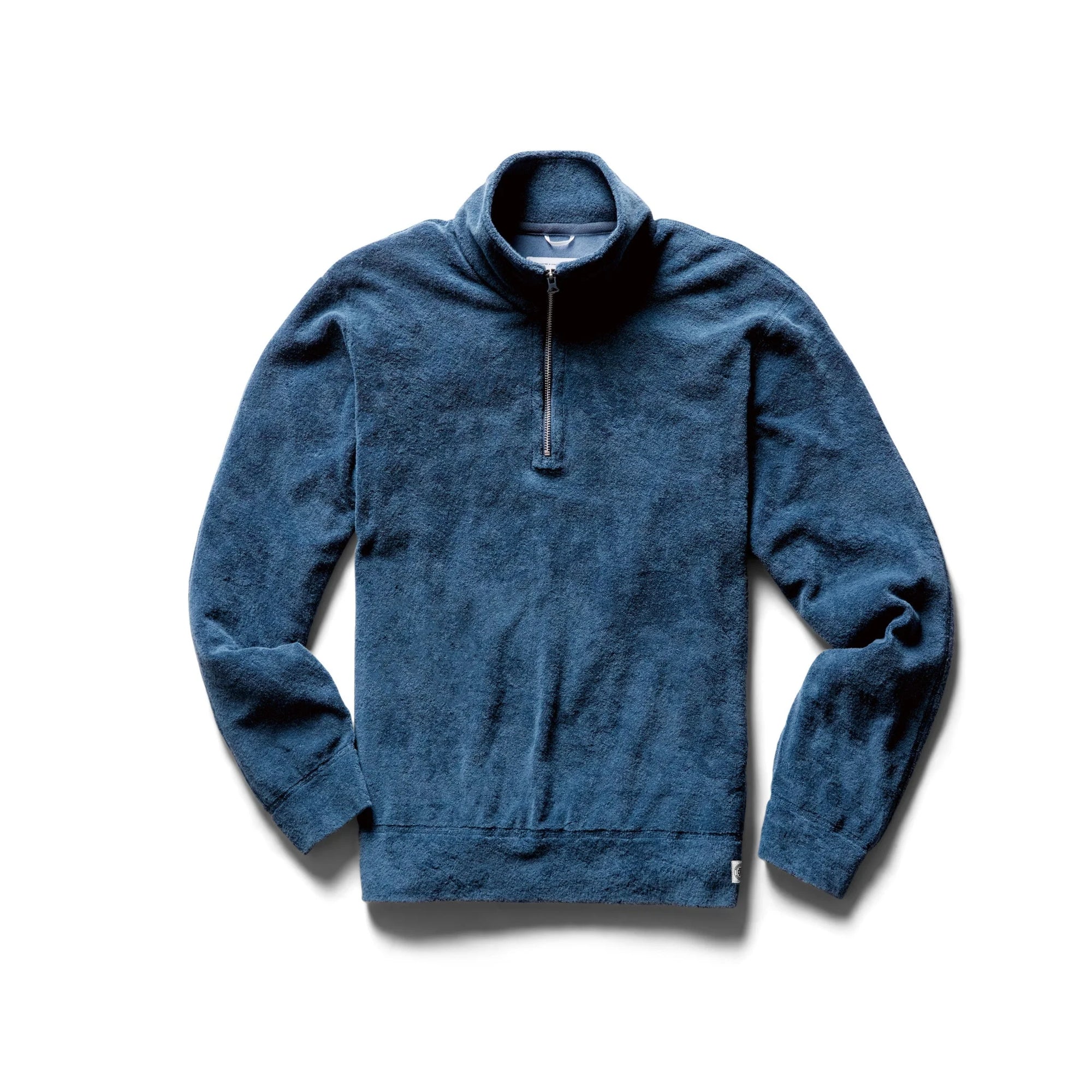 Reigning Champ Towel Terry Classic Quarter Zip in Washed Blue