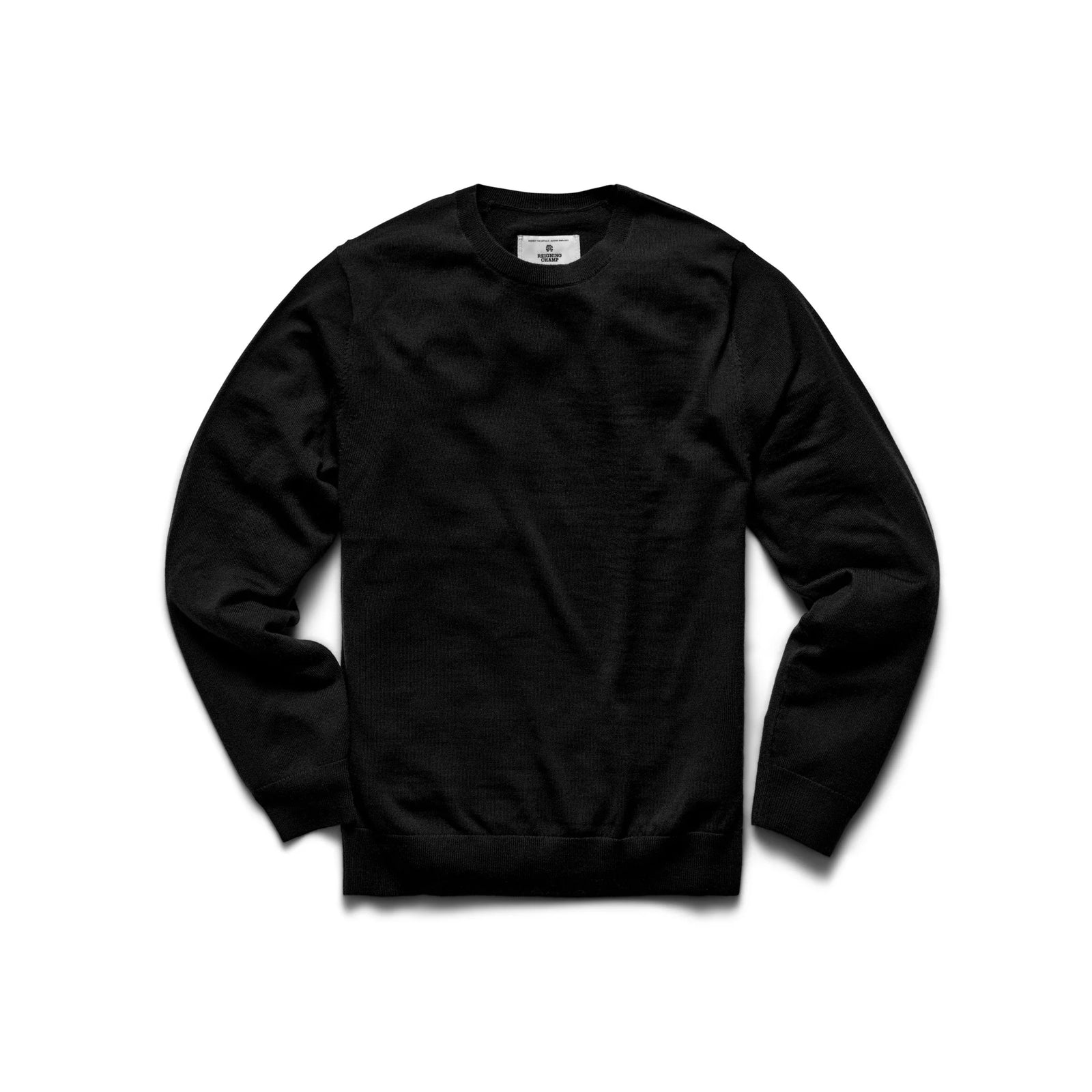 Reigning Champ Lightweight Merino Harry Crewneck in Black