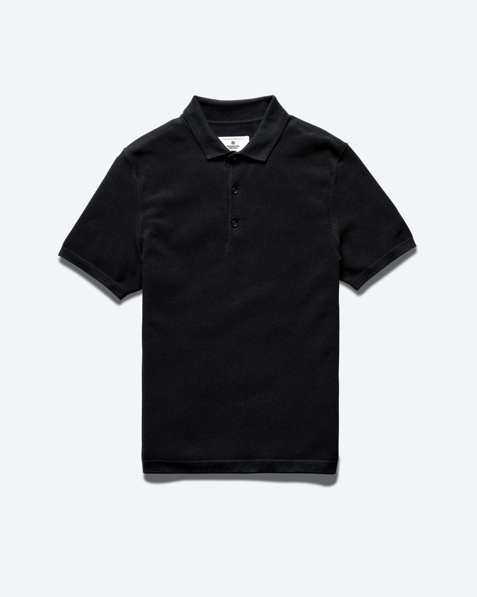 Reigning Champ Supima Pique Ace Polo in Black