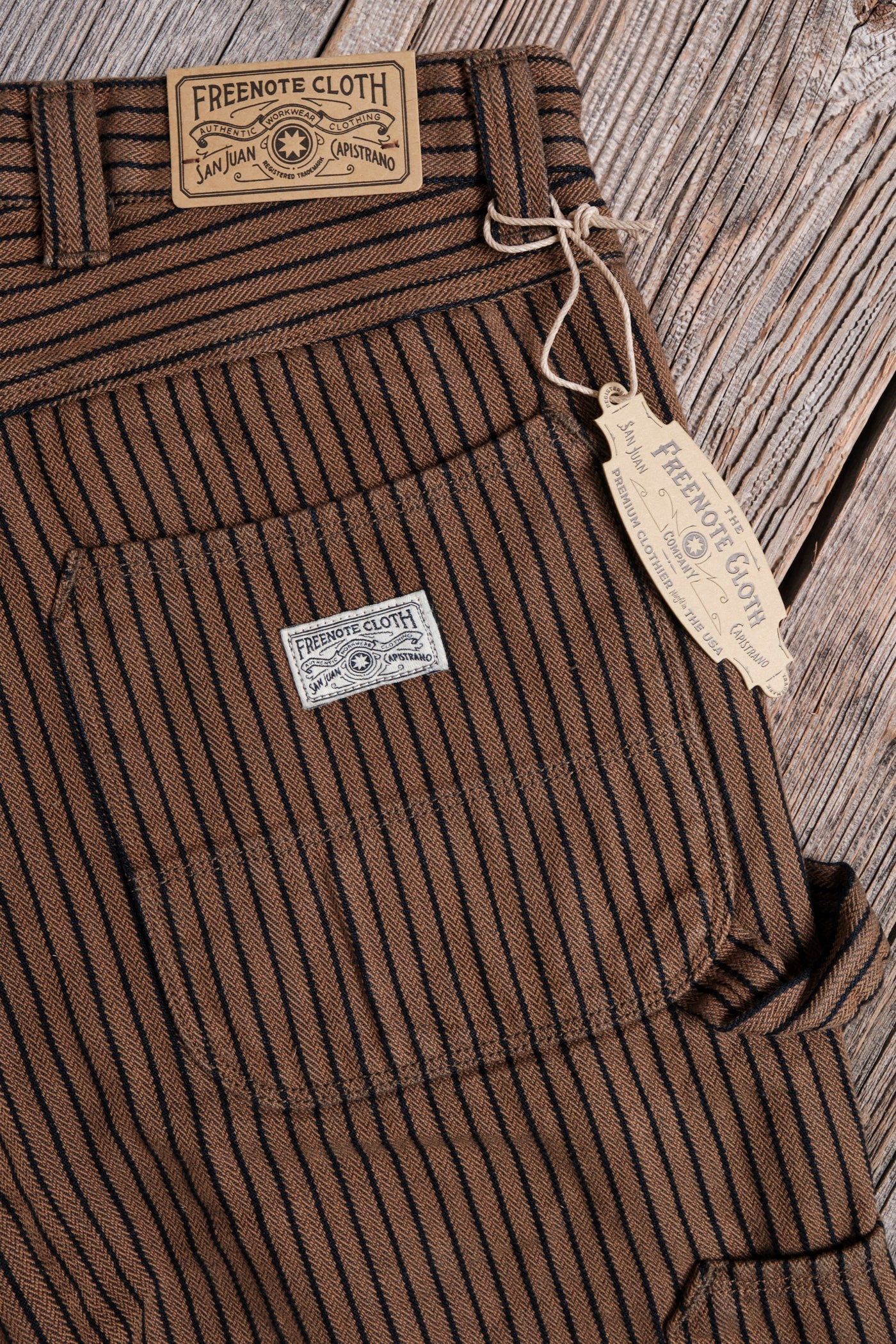 Freenote Cloth Ortega Pant in Brown Herringbone Dobby