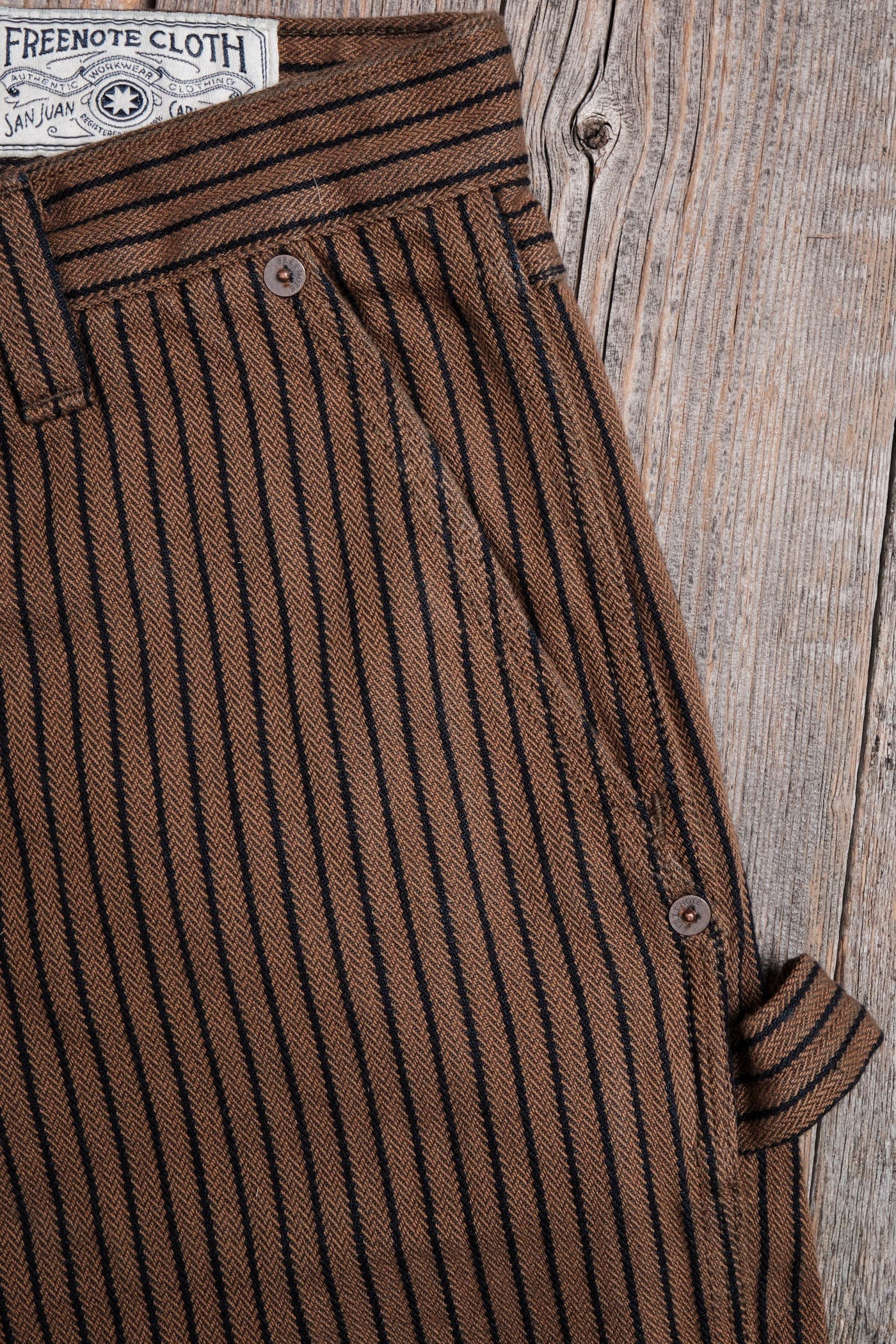 Freenote Cloth Ortega Pant in Brown Herringbone Dobby
