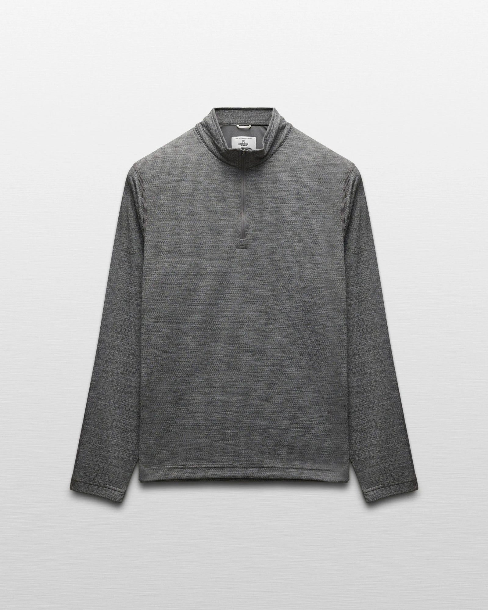 Reigning Champ Solotex Mesh Tiebreak Quarter Zip in Heather Carbon