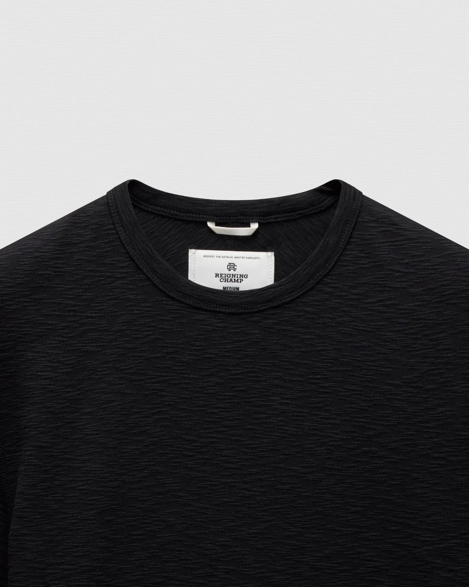 Reigning Champ 1x1 Slub Long Sleeve Tee in Black
