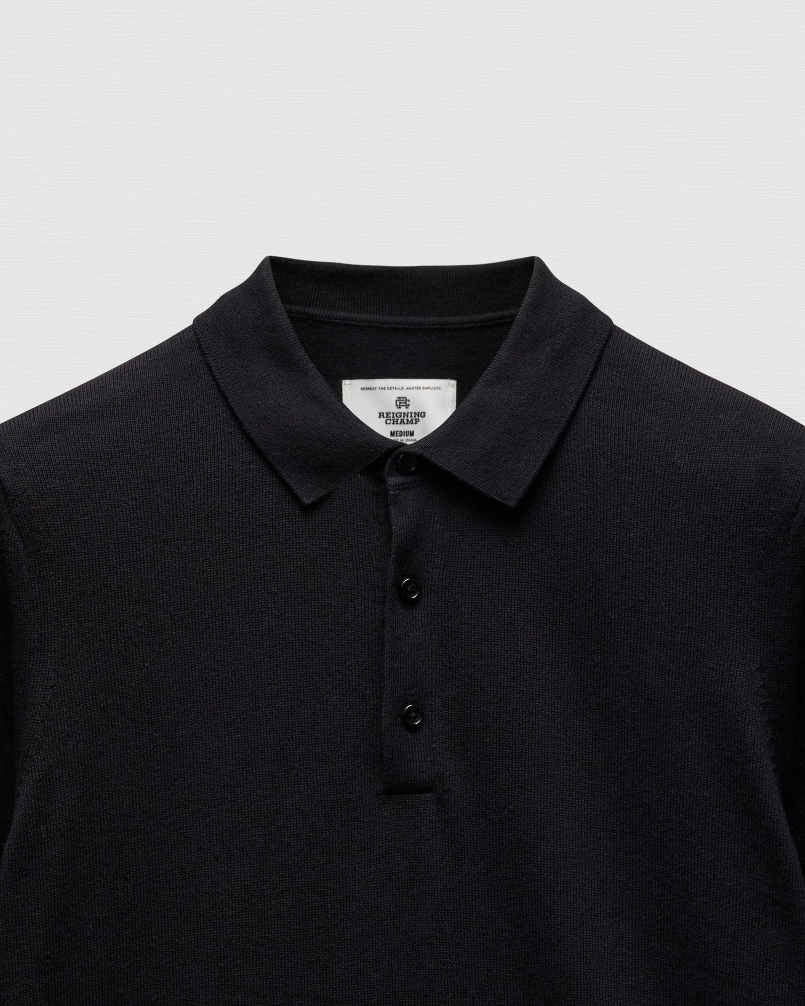 Reigning Champ Riviera Polo in Black