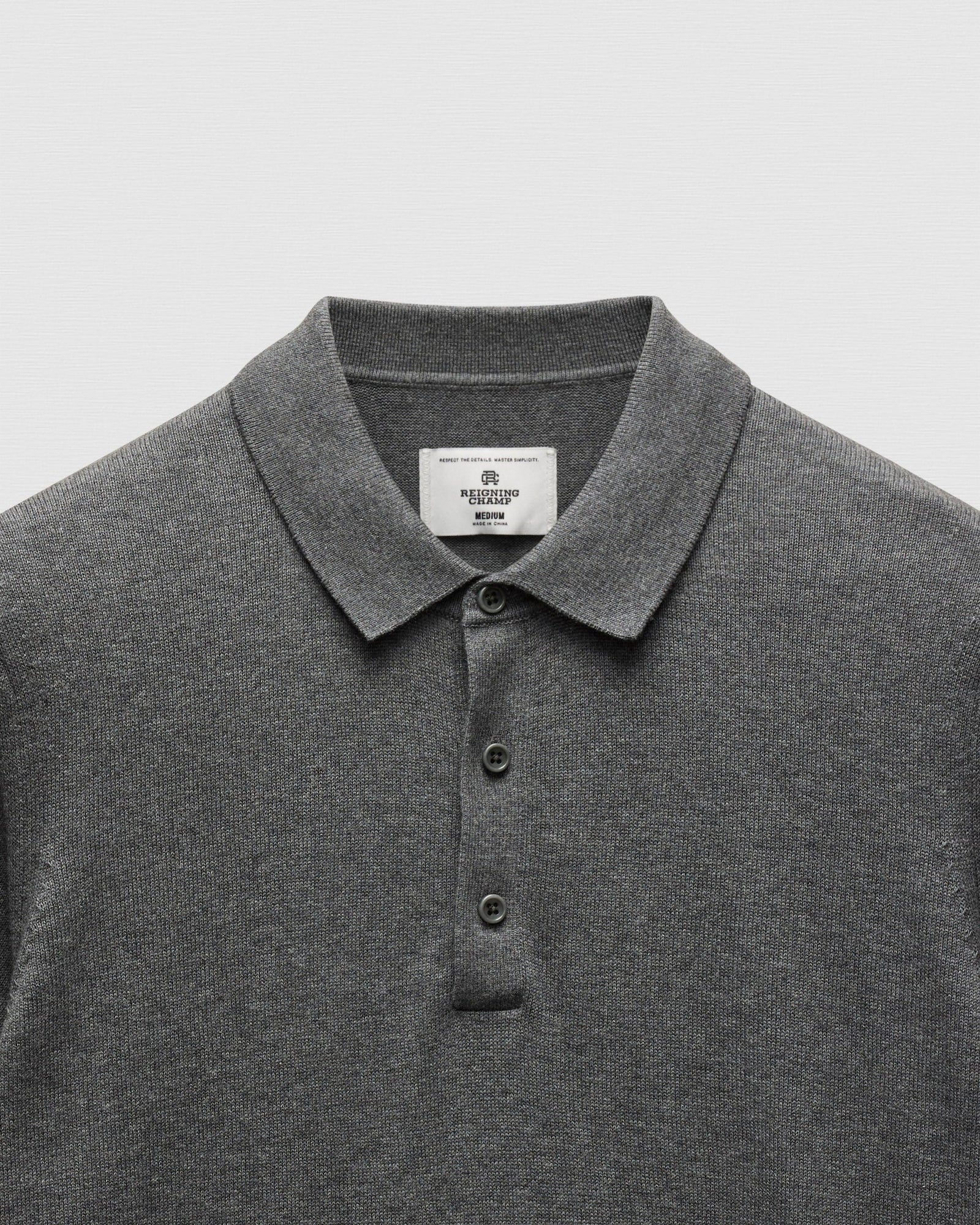 Reigning Champ Riviera Polo in Heather Carbon
