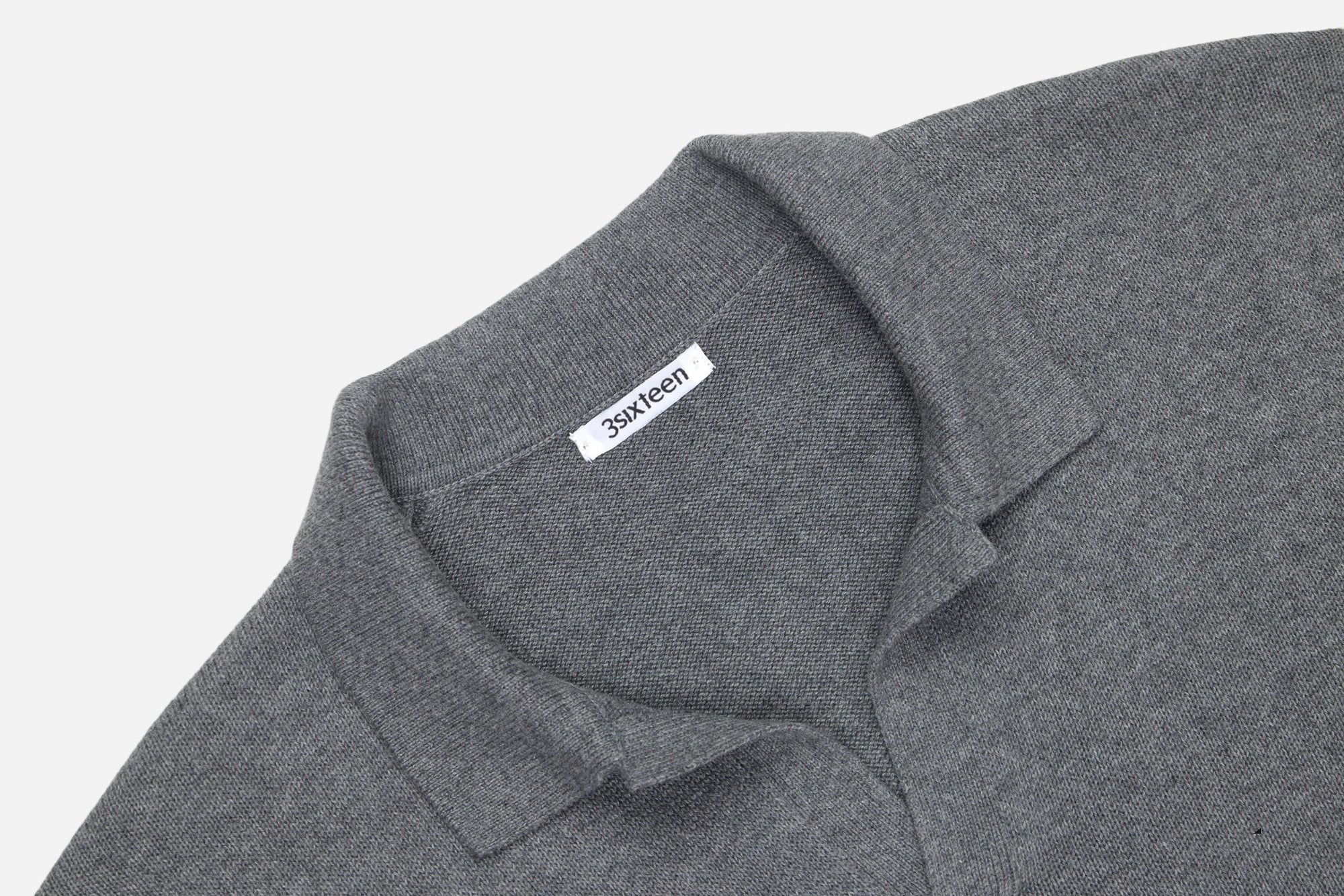 3Sixteen Long Sleeve Knit Polo in Grey