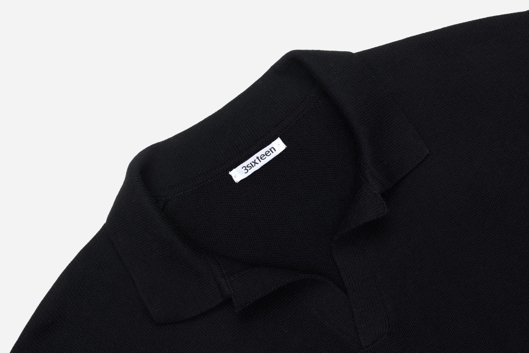 3Sixteen Long Sleeve Knit Polo in Black