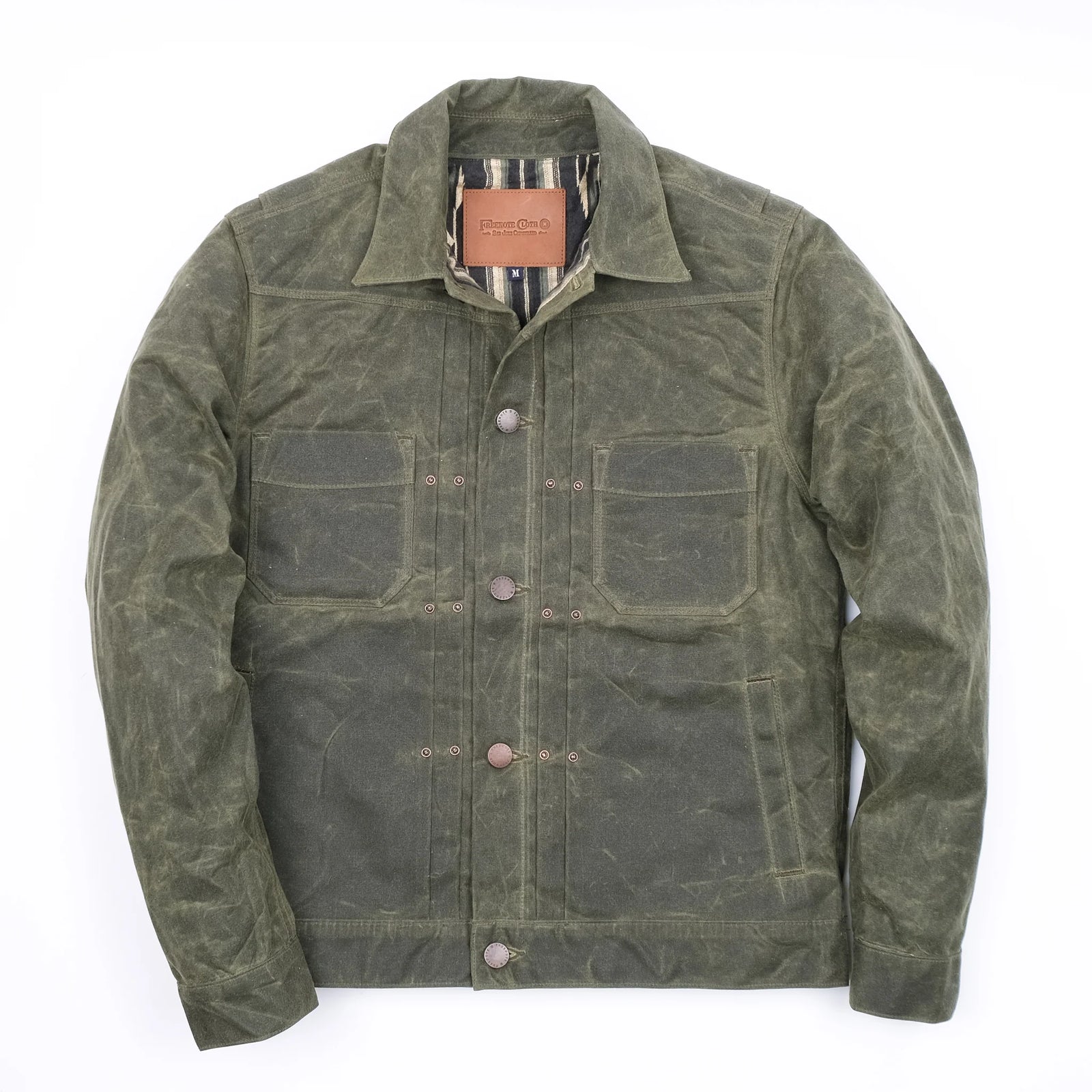Freenote Cloth Riders Jacket in Olive Waxed Canvas