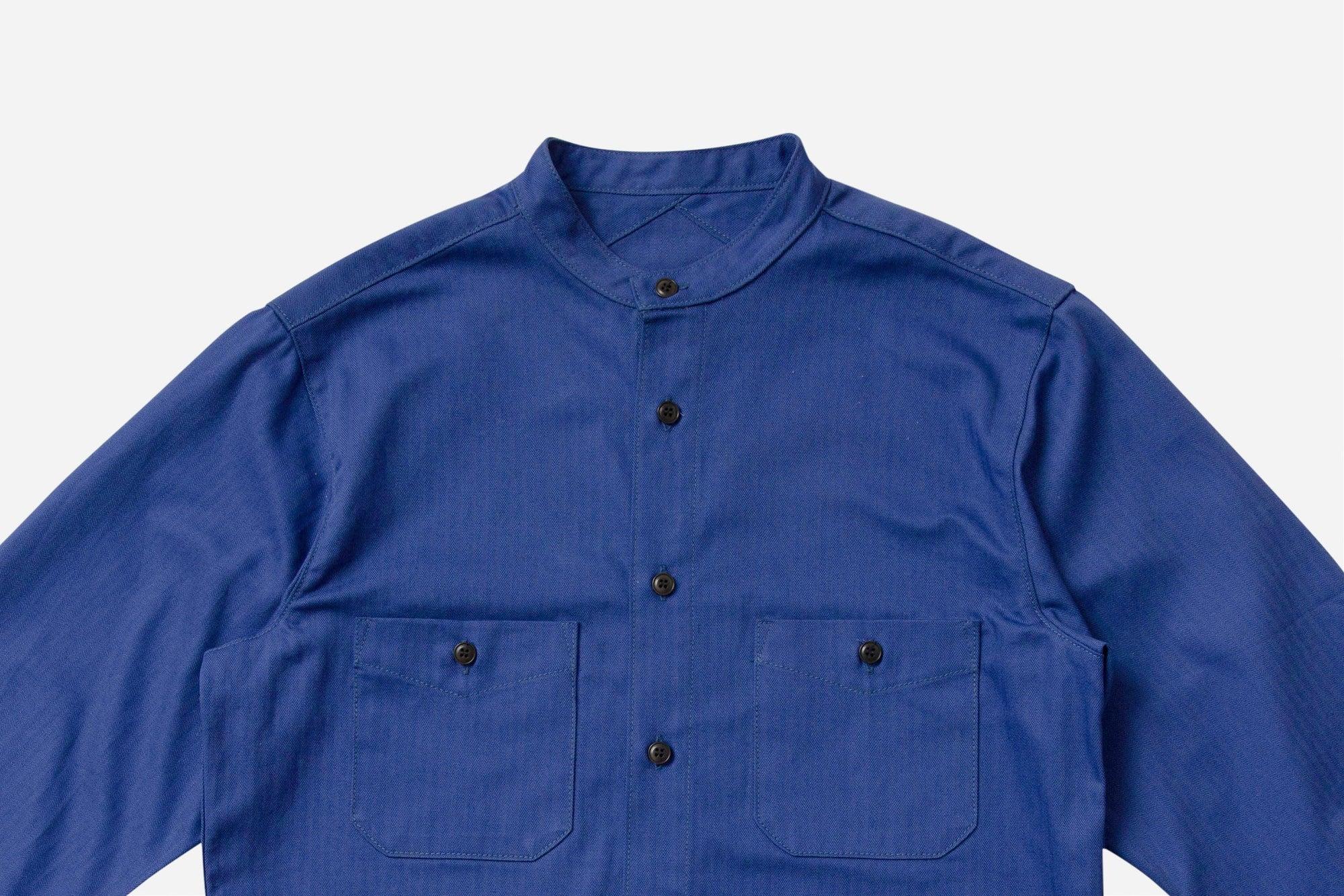 3sixteen Band Collar Workshirt In French Blue HBT