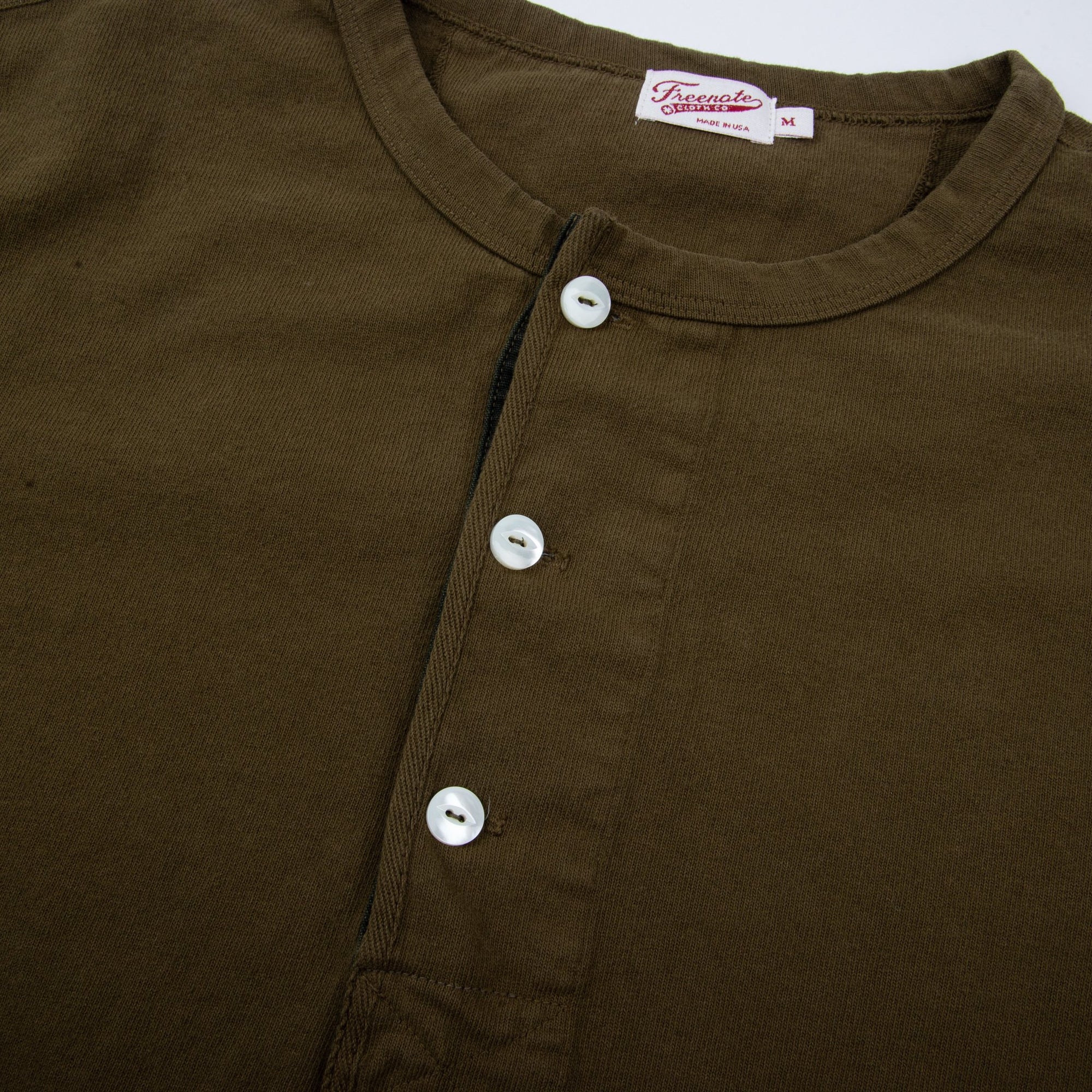 Freenote Cloth 13 Ounce Henley L/S in Olive