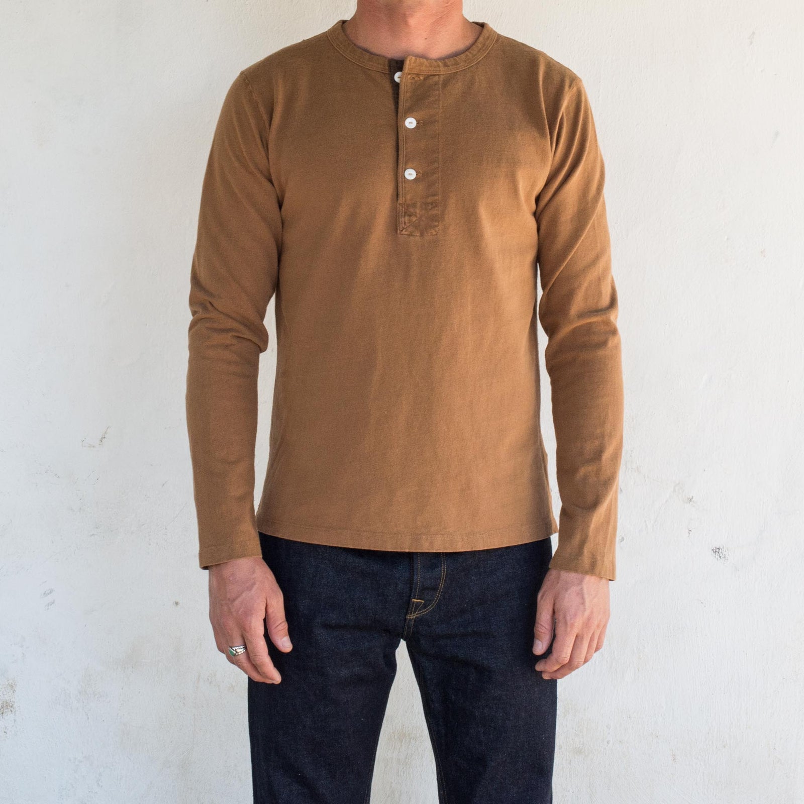 Freenote Cloth 13 Ounce Henley L/S in Tobacco